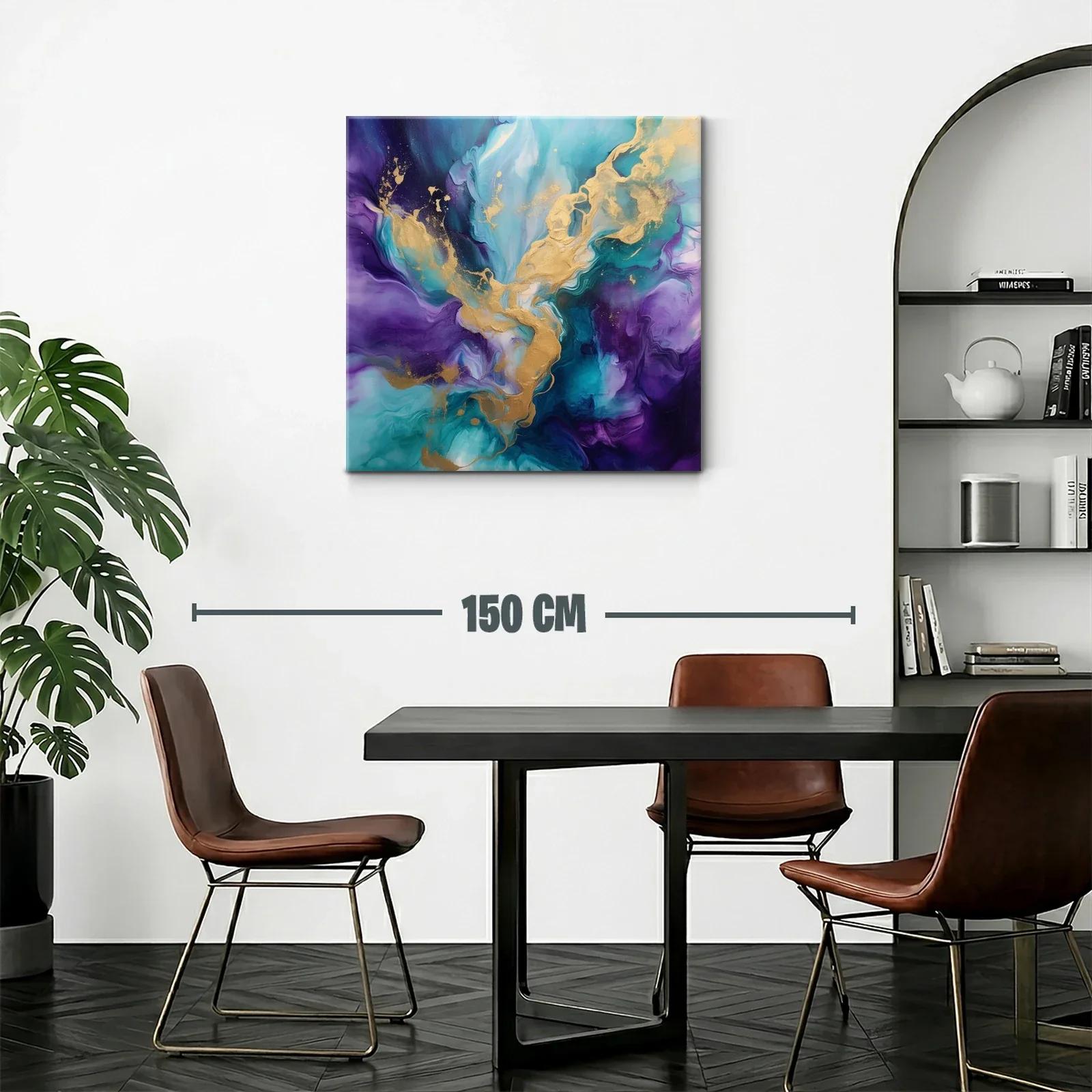Cuadro Abstracto con Tono Azul y Dorado Vibrante — miniatura 2
