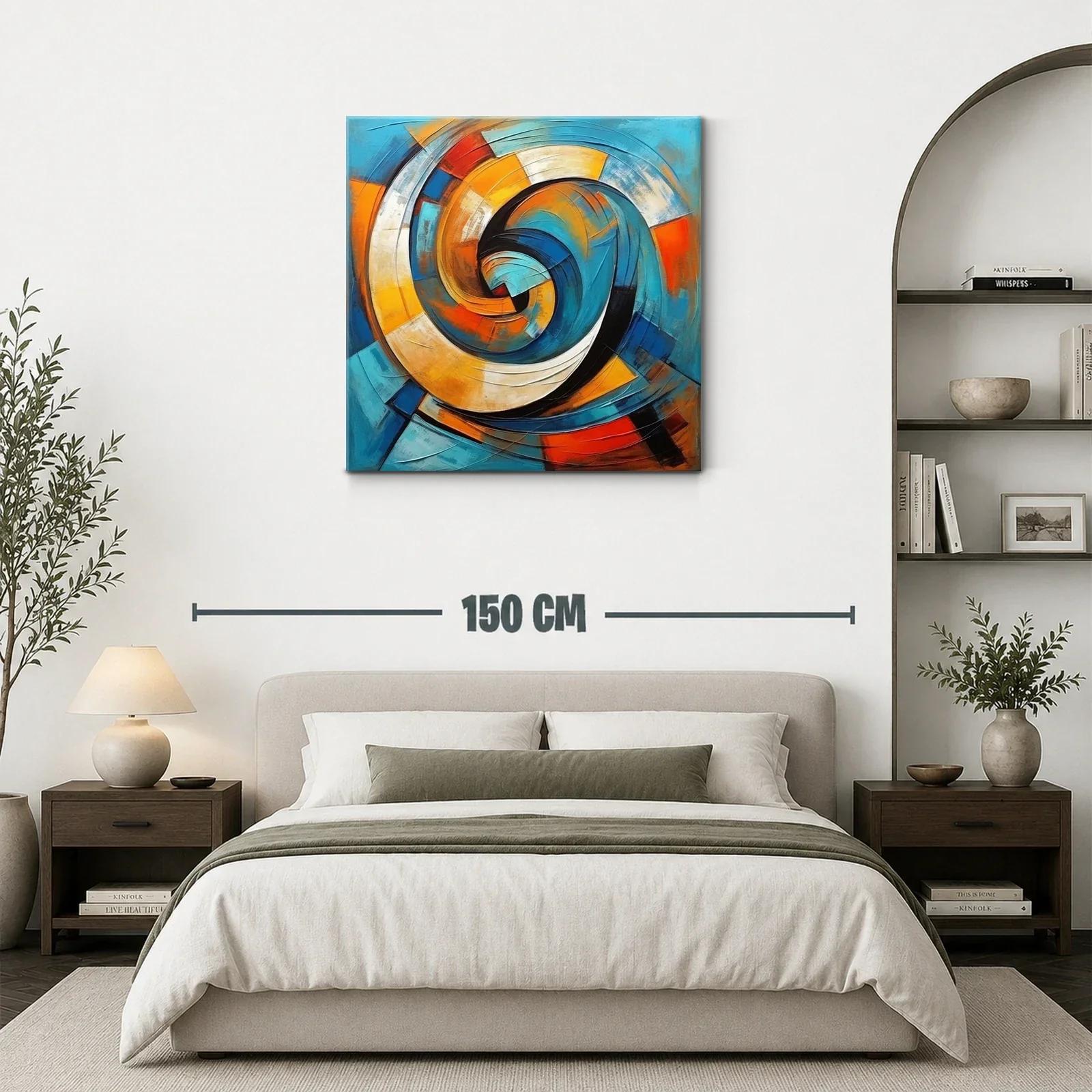 Cuadro abstracto espiral con tonos vibrantes y dinámicos — miniatura 3