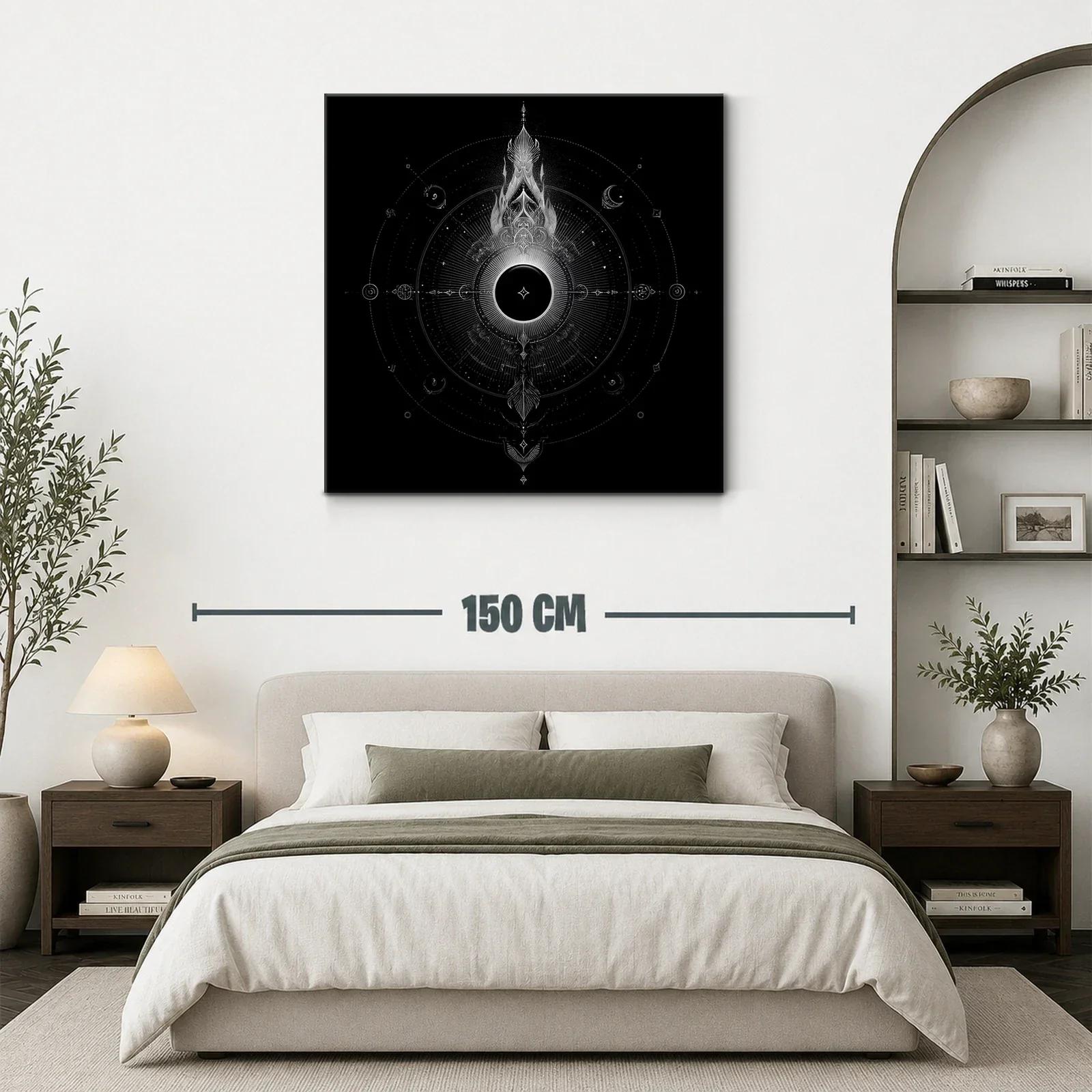 Mandala cósmico en blanco y negro de estilo místico — miniatura 3