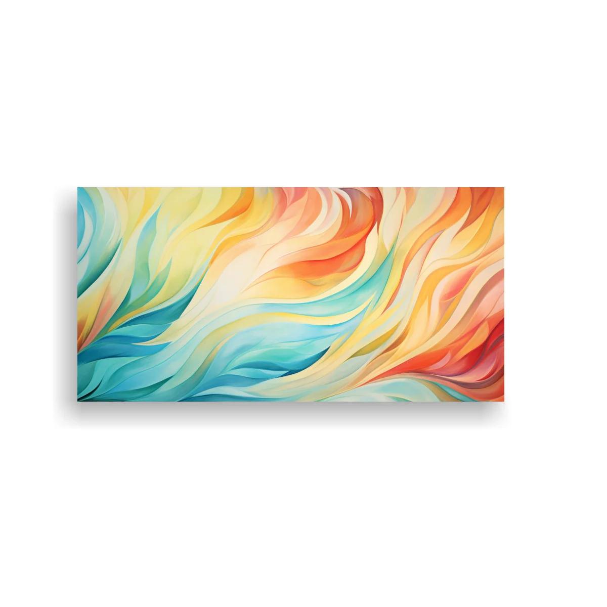 Cuadro ondas fluidas de color con formas tipo plumas