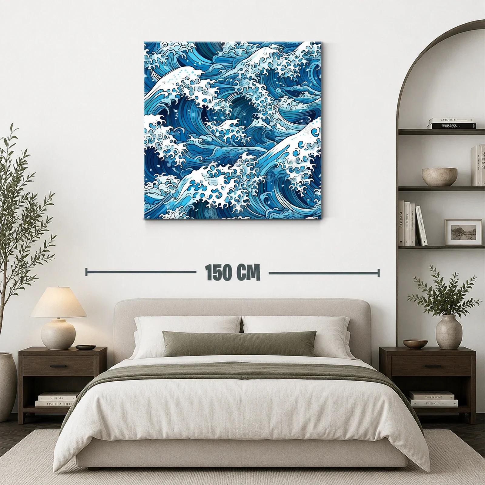 Cuadro vibrante con olas marinas en tonos azules — miniatura 3