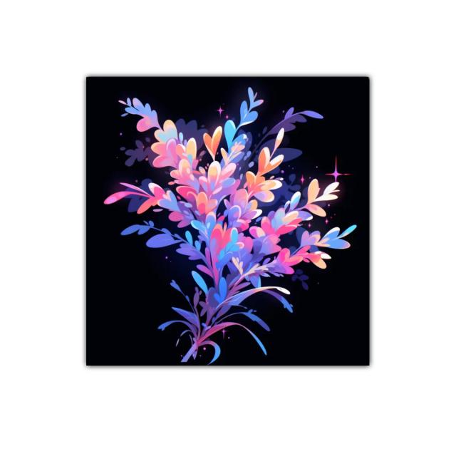 Cuadro abstracto en tonos rosas y azules vibrantes