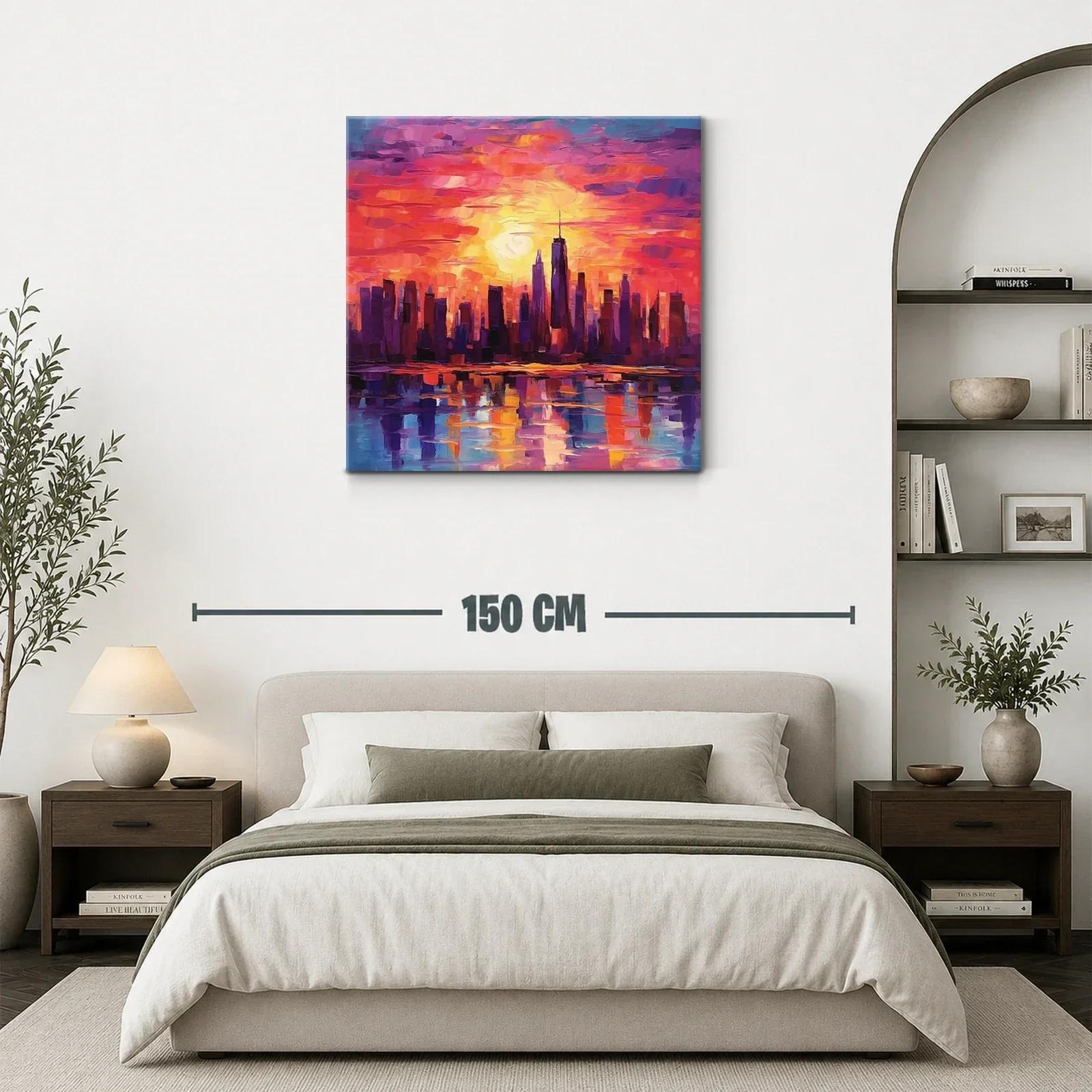 Atardecer vibrante sobre una ciudad moderna y reflejos sorprendentes — miniatura 3