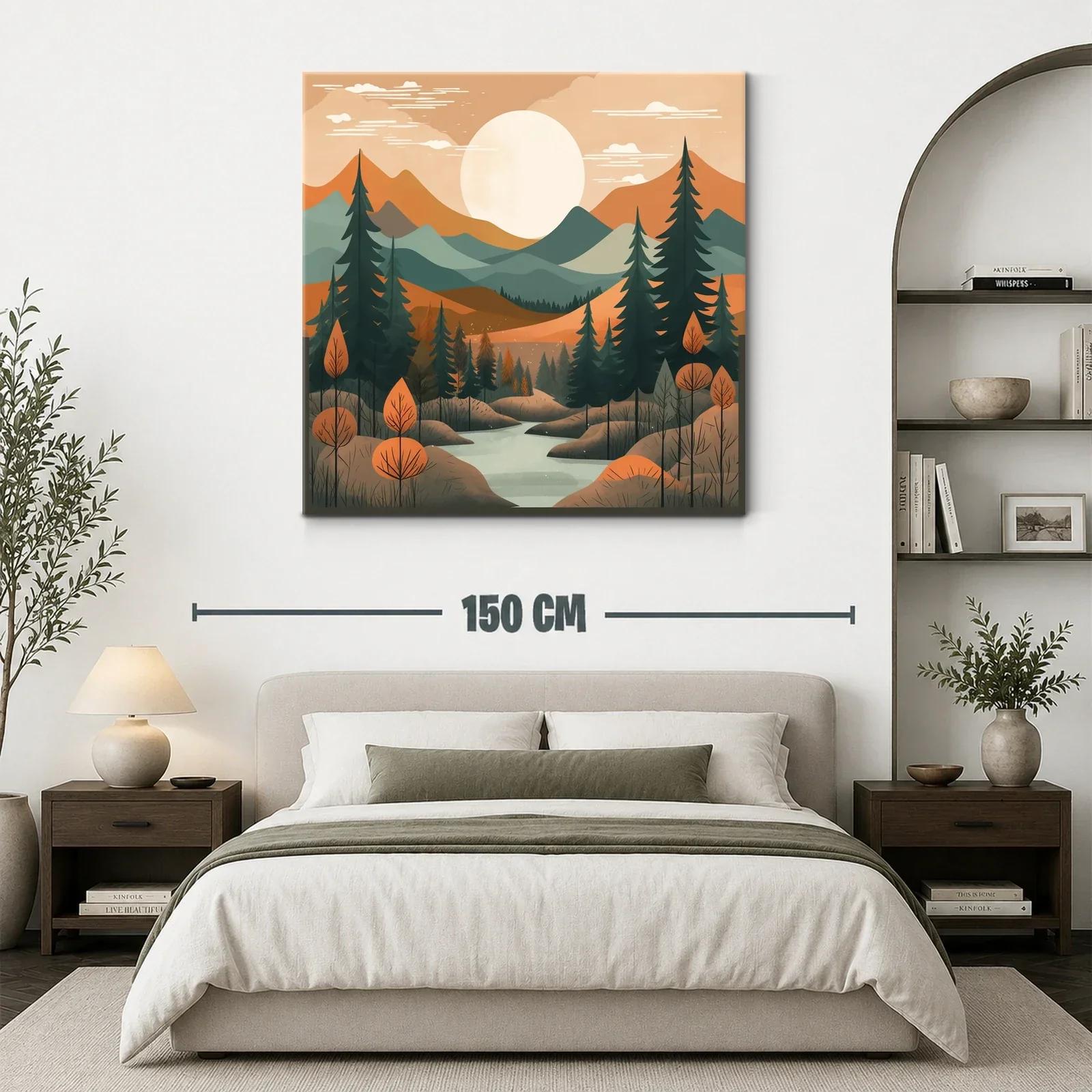 Paisaje sereno con montañas y río al atardecer — miniatura 3