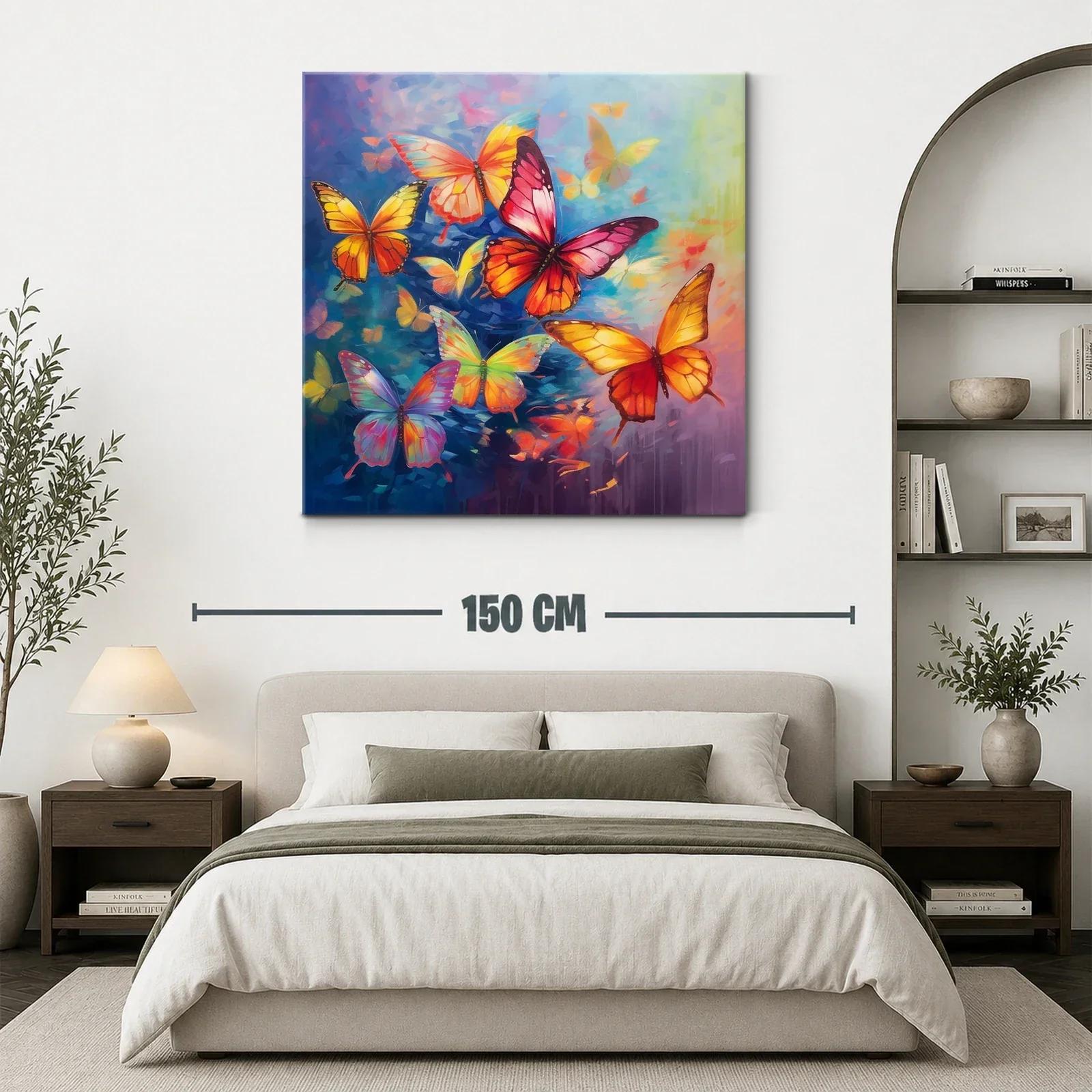 Mariposas vibrantes en vuelo sobre fondo azul y cálido — miniatura 3