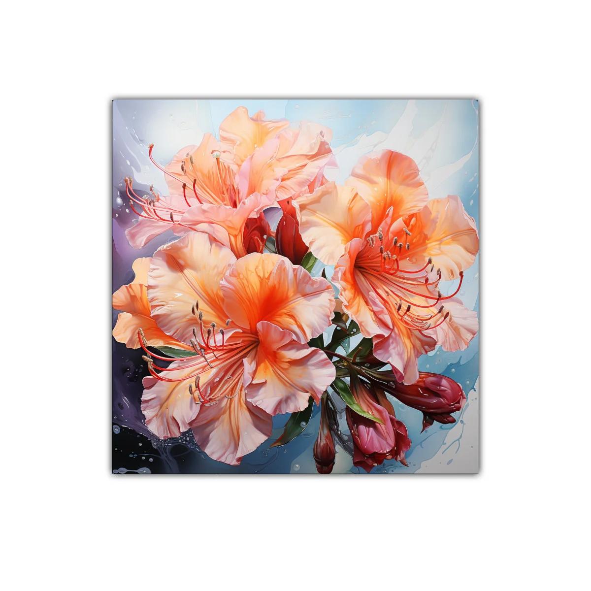 Cuadro decorativo con vibrantes flores naranja y rosa — imagen principal