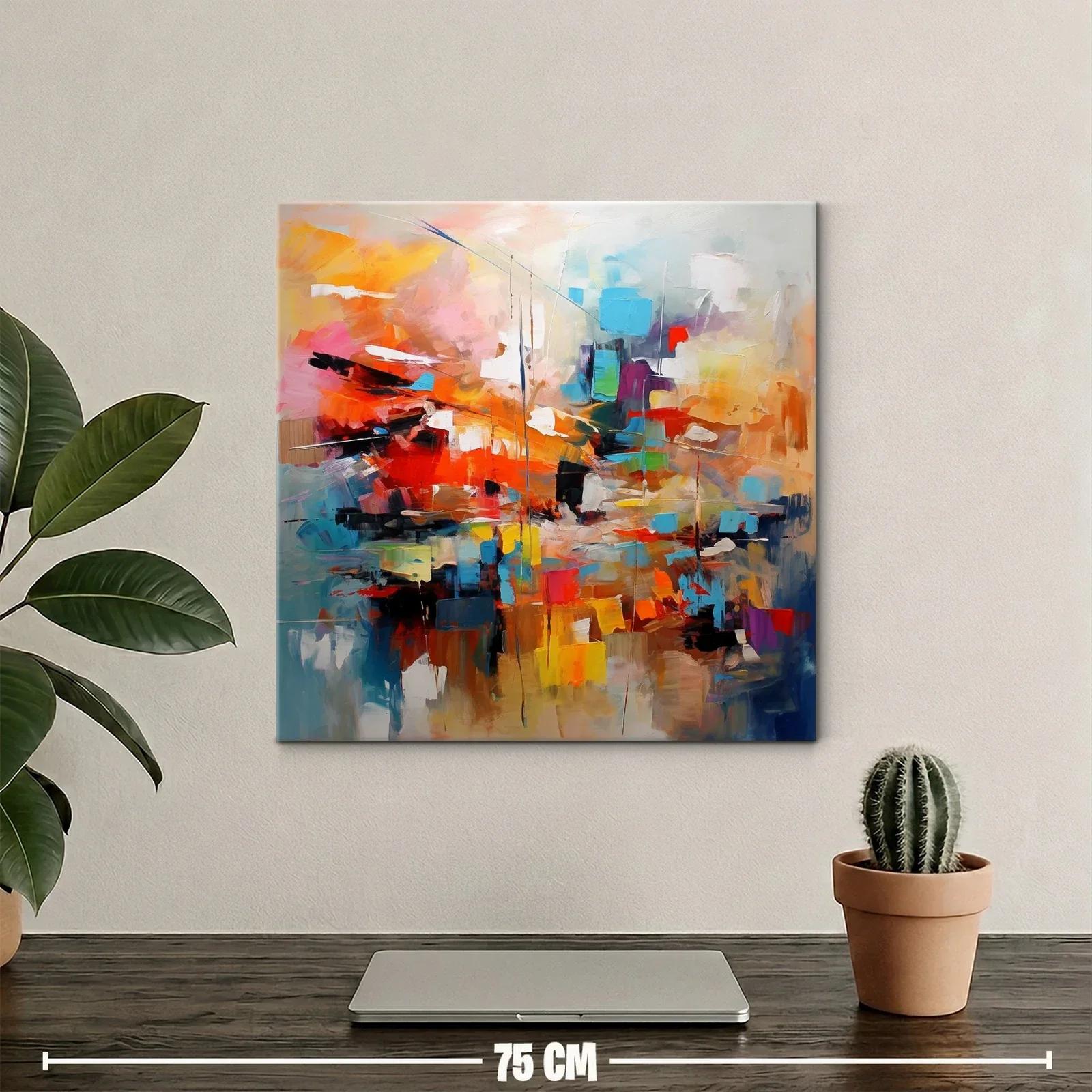 Composición abstracta con vibrantes tonos cálidos y fríos — miniatura 2