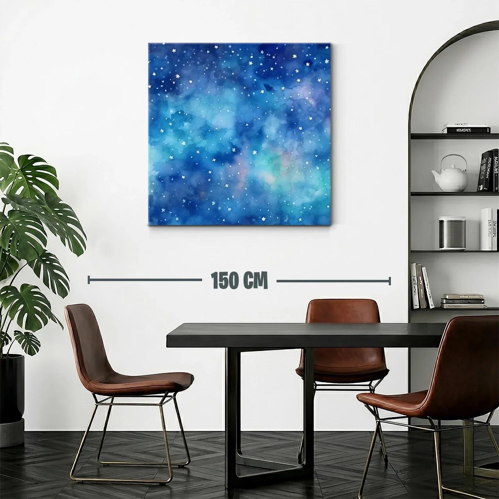 Cuadro abstracto con cielo estrellado y tonos azules — miniatura 2