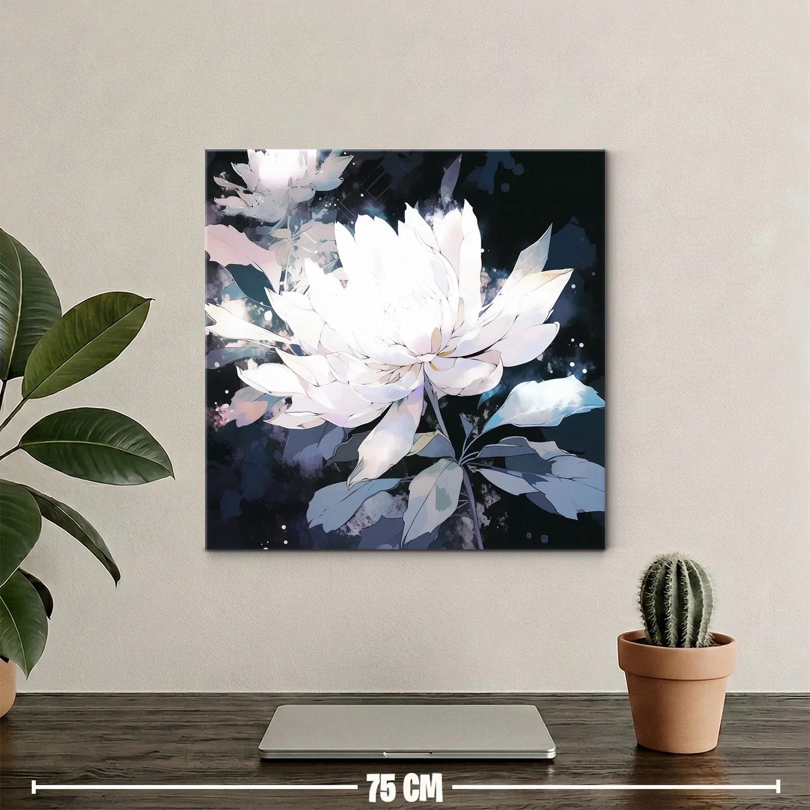 Cuadro Floral Blanco con Fondo Oscuro y Detalles Elegantes — miniatura 2