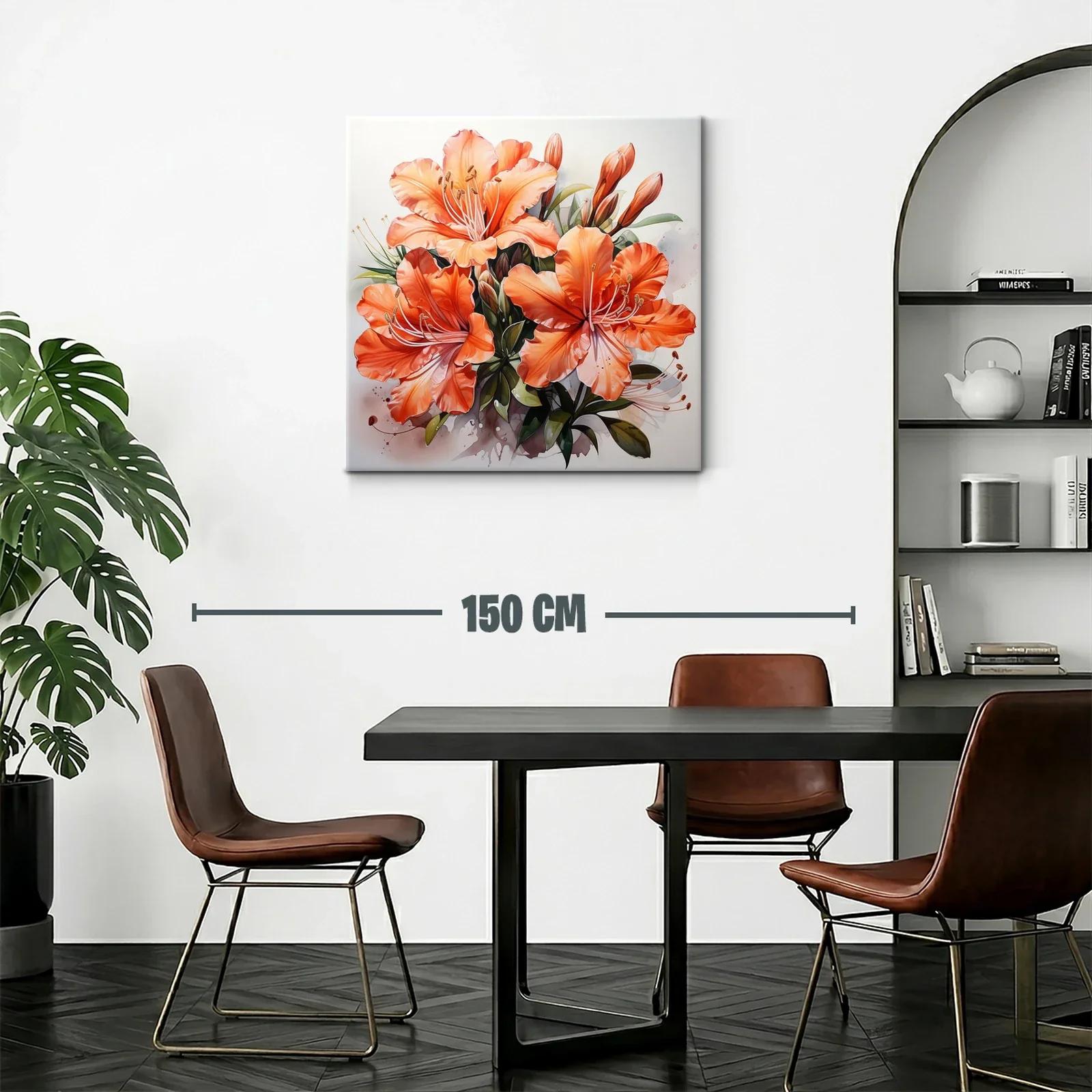 Impactante cuadro de flores naranja brillante — miniatura 2