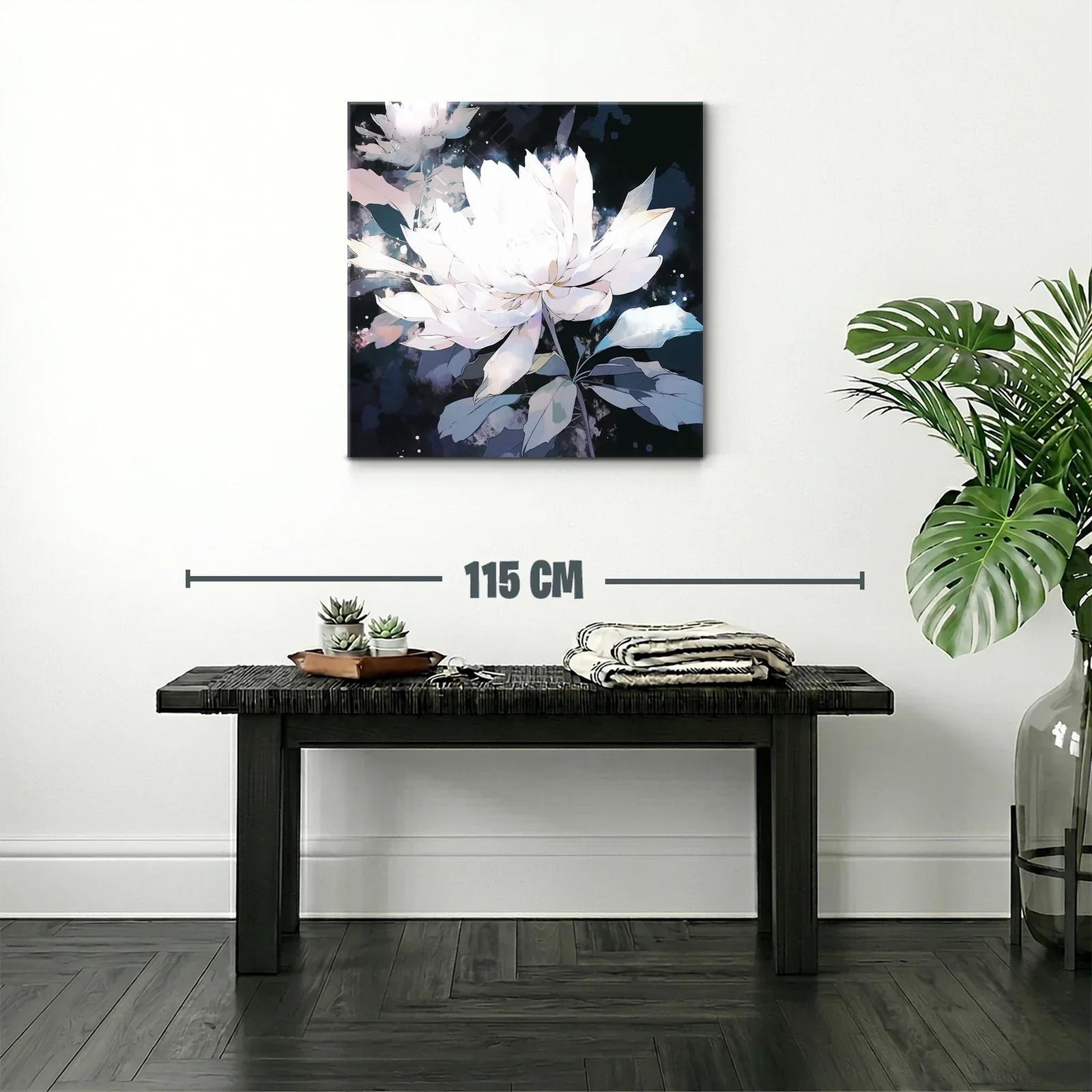 Cuadro Floral Blanco con Fondo Oscuro y Detalles Elegantes — miniatura 2