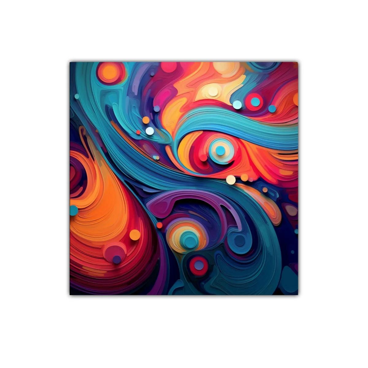Cuadro decorativo con formas abstractas y colores vibrantes