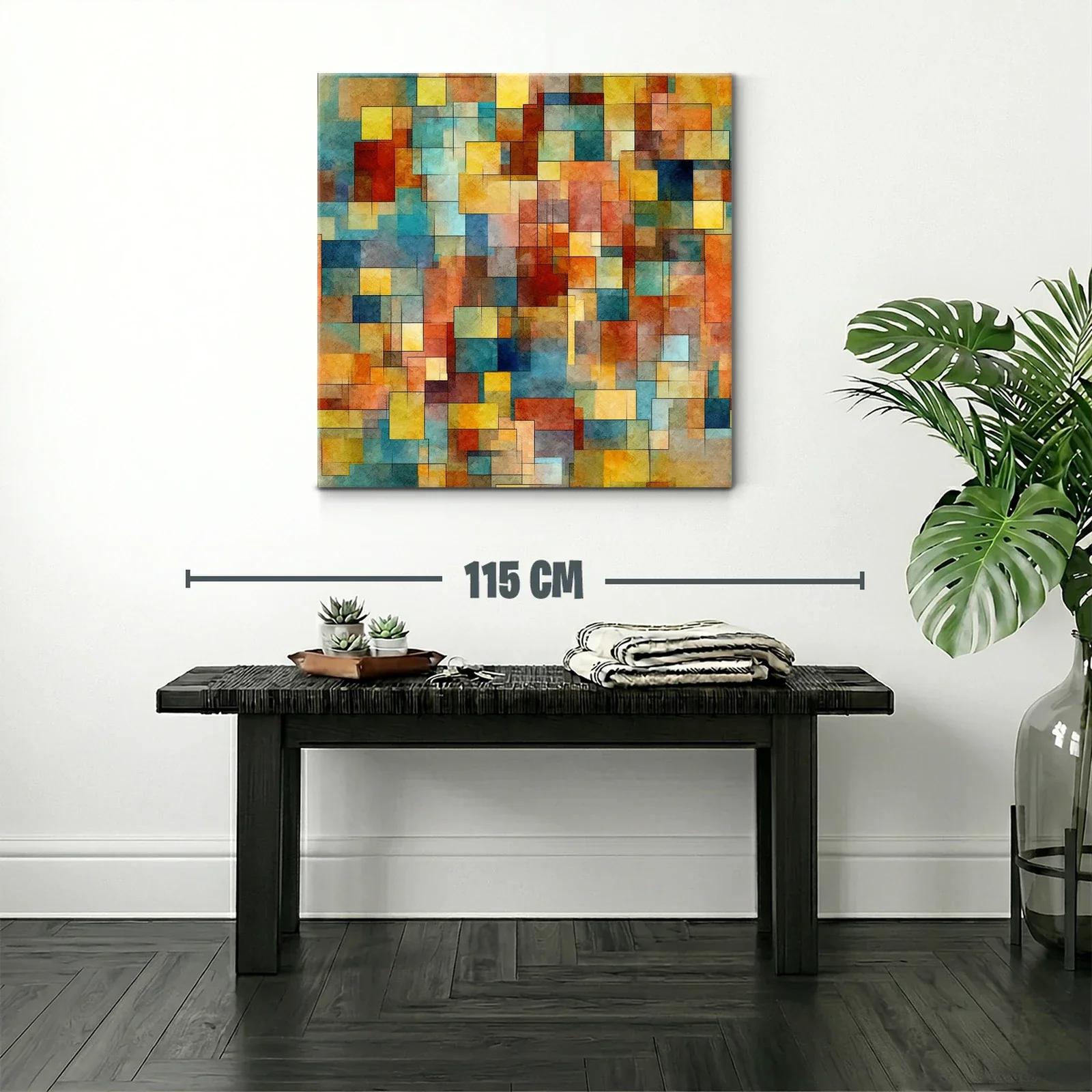 Cuadro abstracto con composición geométrica en tonos cálidos — miniatura 2