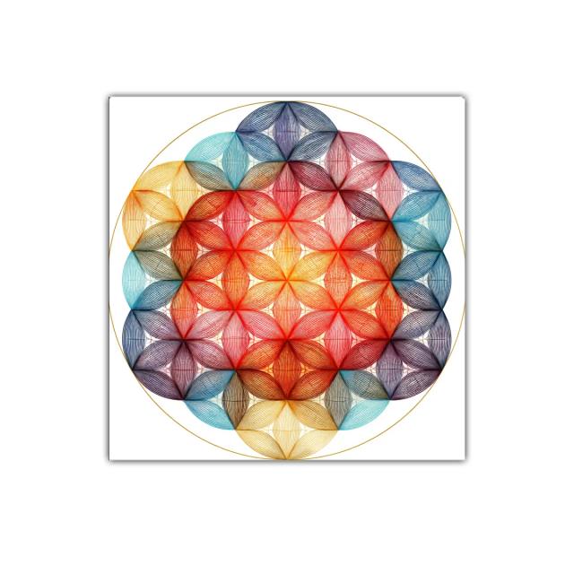 Cuadro decorativo mandala de colores vibrantes y formas geométricas