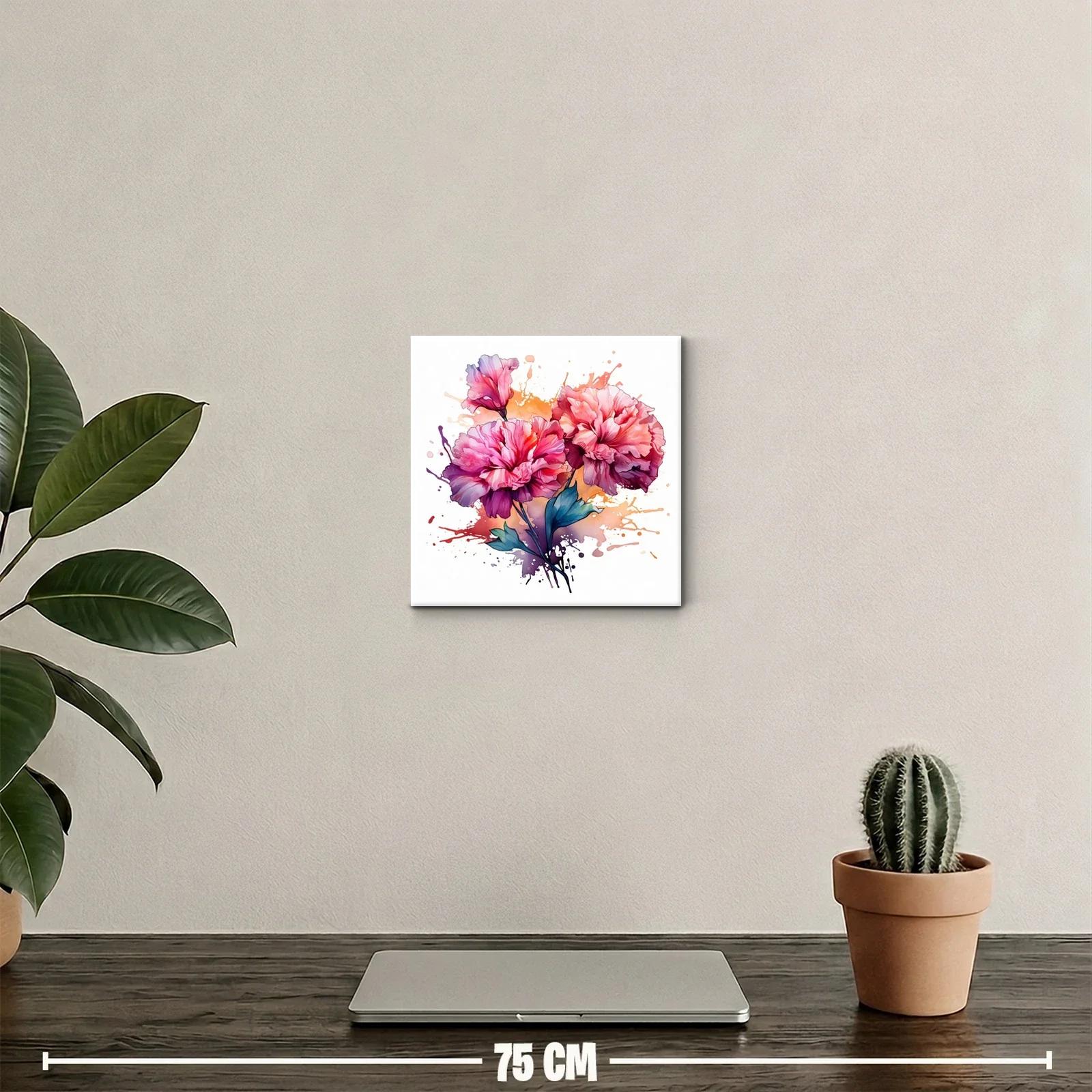 Cuadro decorativo flores vibrantes en tonos rosas y naranjas — miniatura 2
