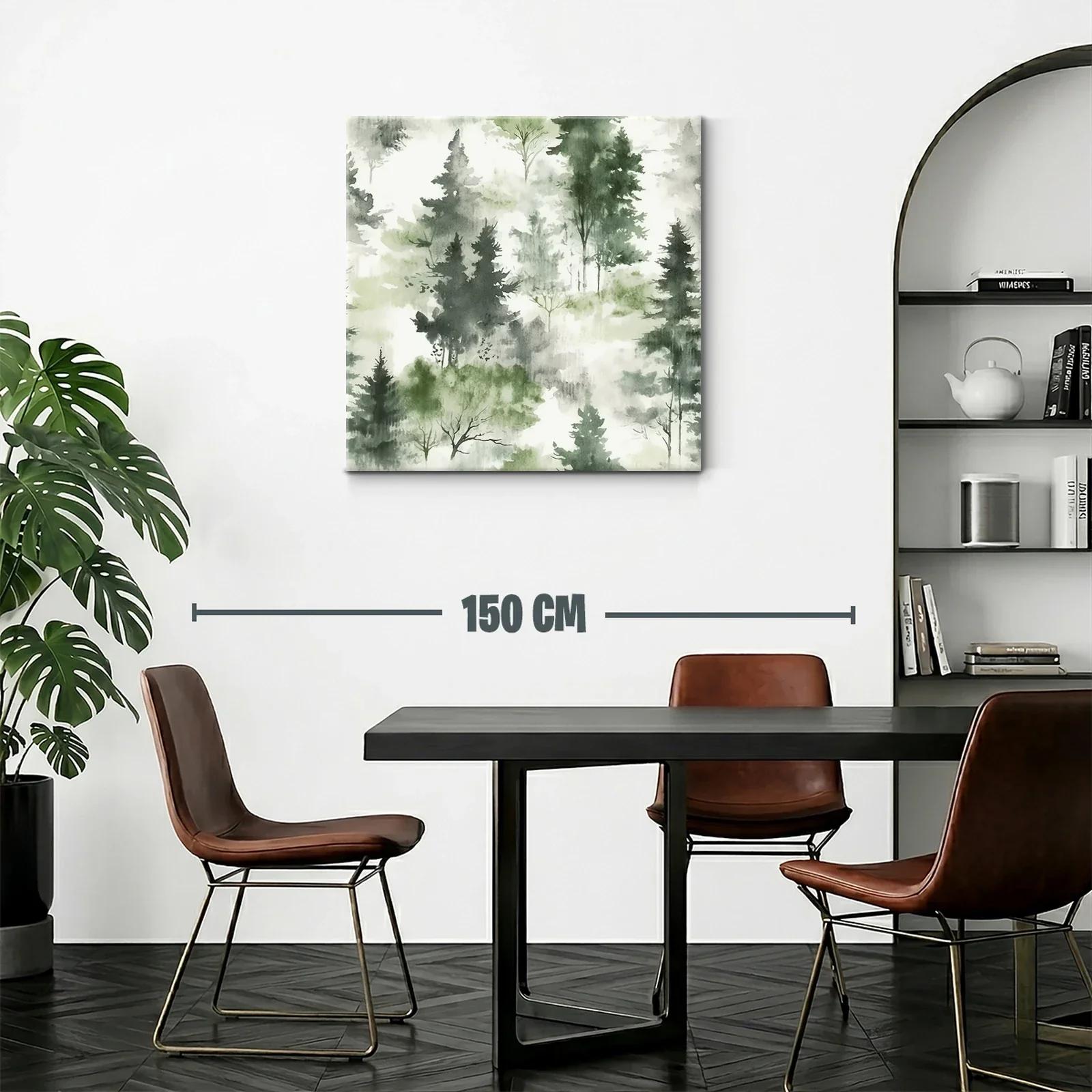 Tranquilo bosque en tonos verdes y grises suaves — miniatura 2
