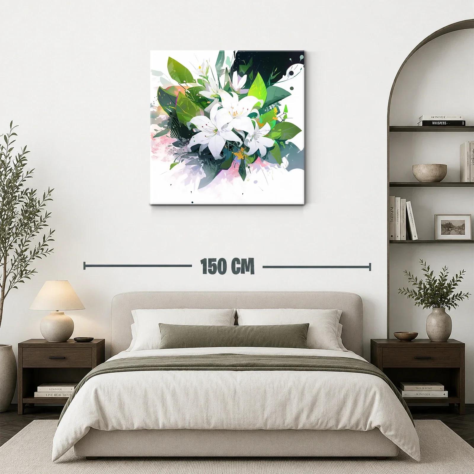 Elegancia natural con bouquet de lirios blancos y hojas verdes — miniatura 3