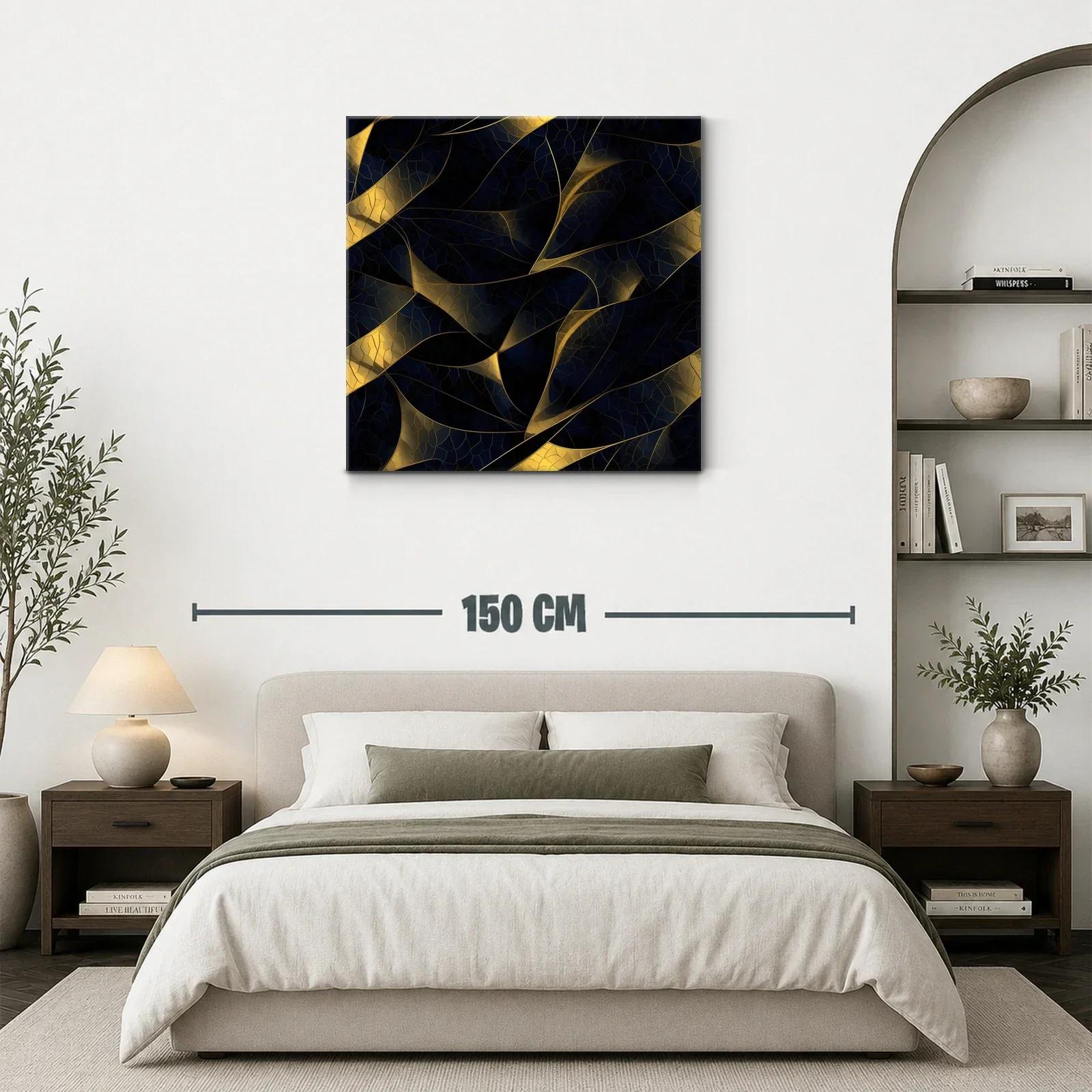 Composición abstracta con hojas en tonos oscuros y dorados — miniatura 3