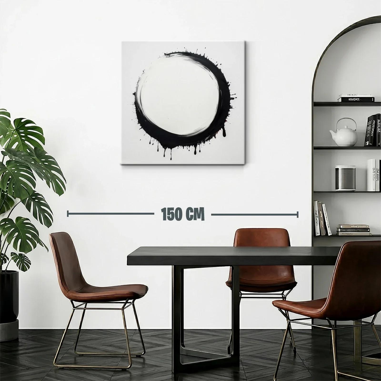 Círculo negro abstracto con efecto de goteo en fondo blanco — miniatura 2
