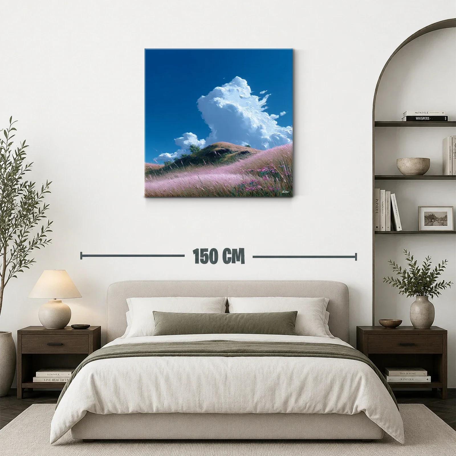 Paisaje sereno con pradera y nubes blancas en cielo azul — miniatura 3