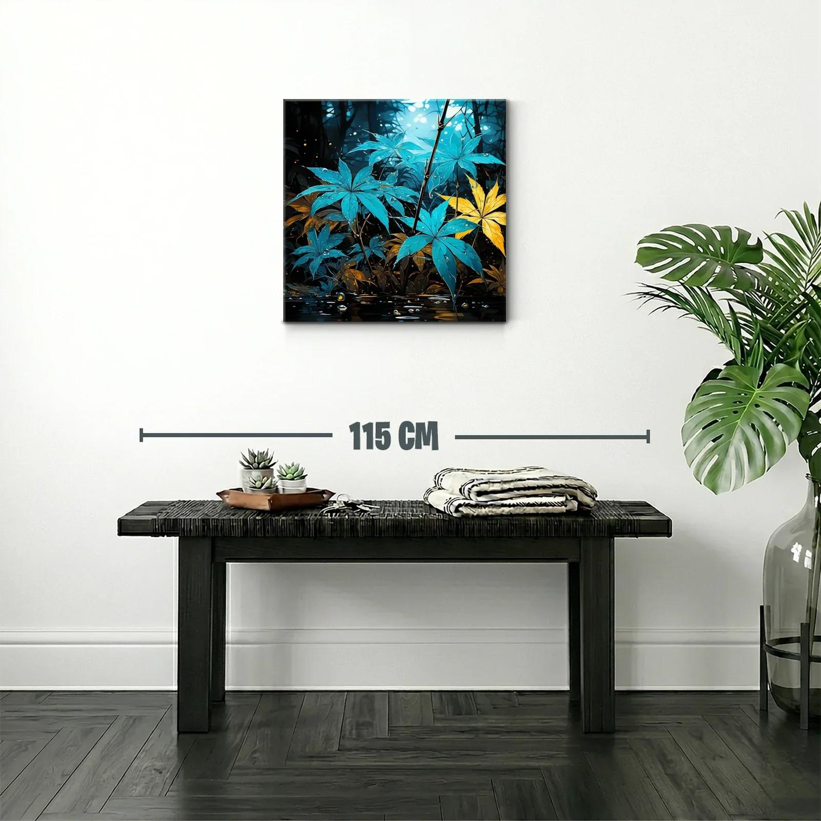 Hojas vibrantes entre luces y naturaleza azul y amarilla — miniatura 2