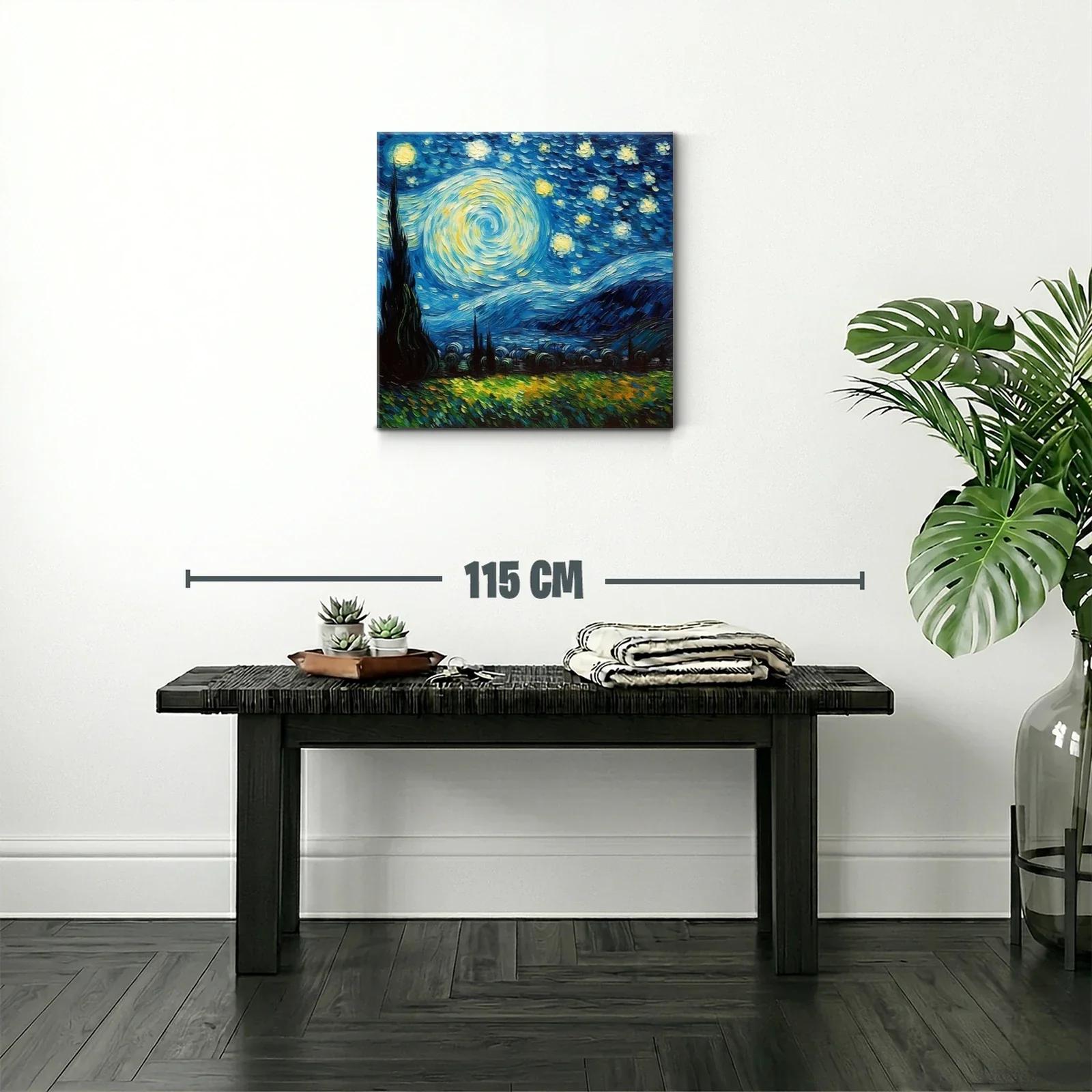 Paisaje nocturno con cielo estrellado y brillo vibrante — miniatura 2