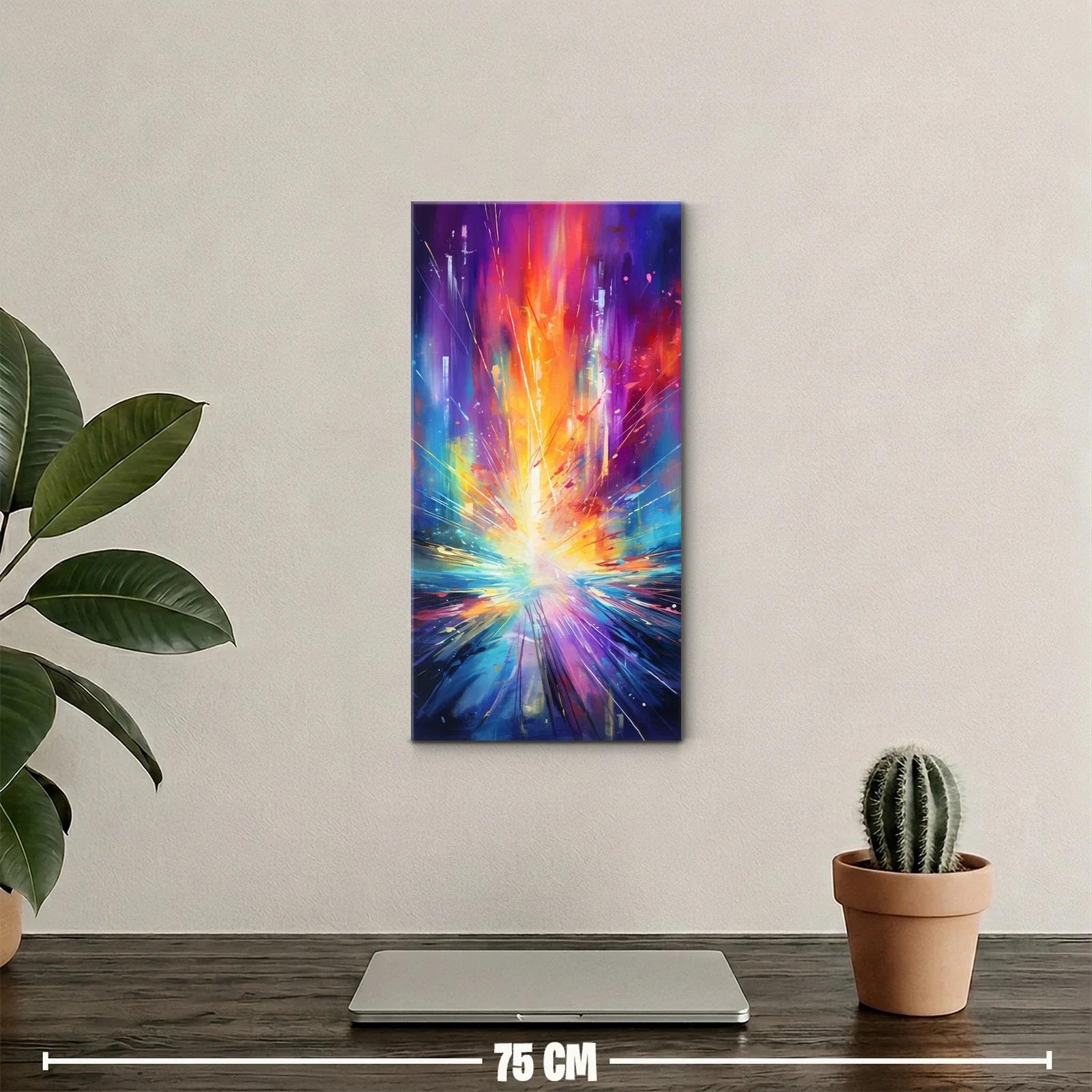 Cuadro explosión de luz con trazos y salpicaduras de color — miniatura 2