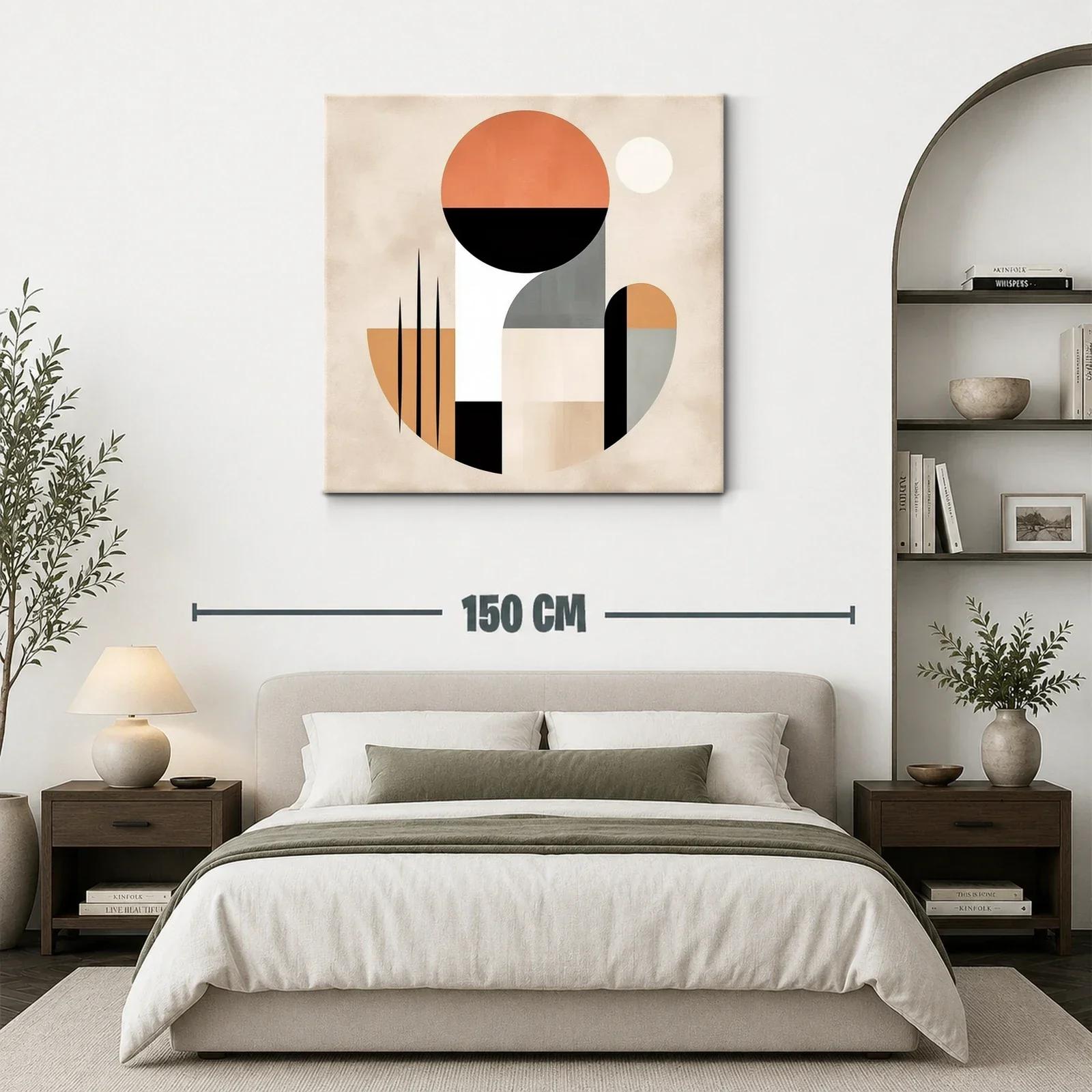 Cuadro abstracto con formas geométricas y tonos cálidos — miniatura 3