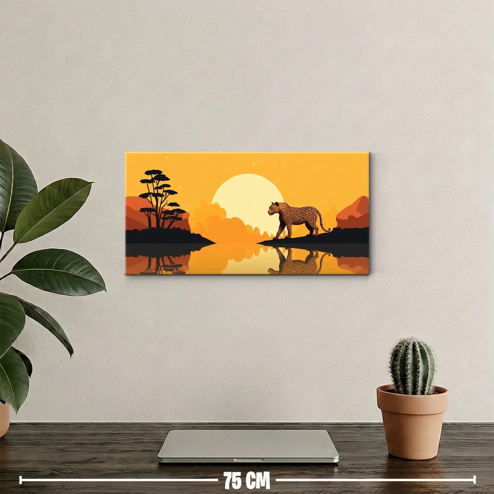 Cuadro guepardo con gran sol circular — miniatura 2