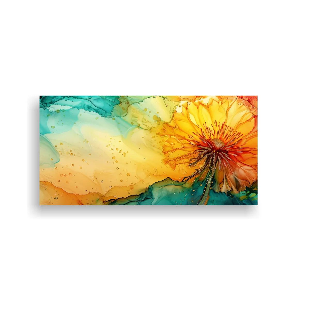 Cuadro flor naranja con bordes ondulados