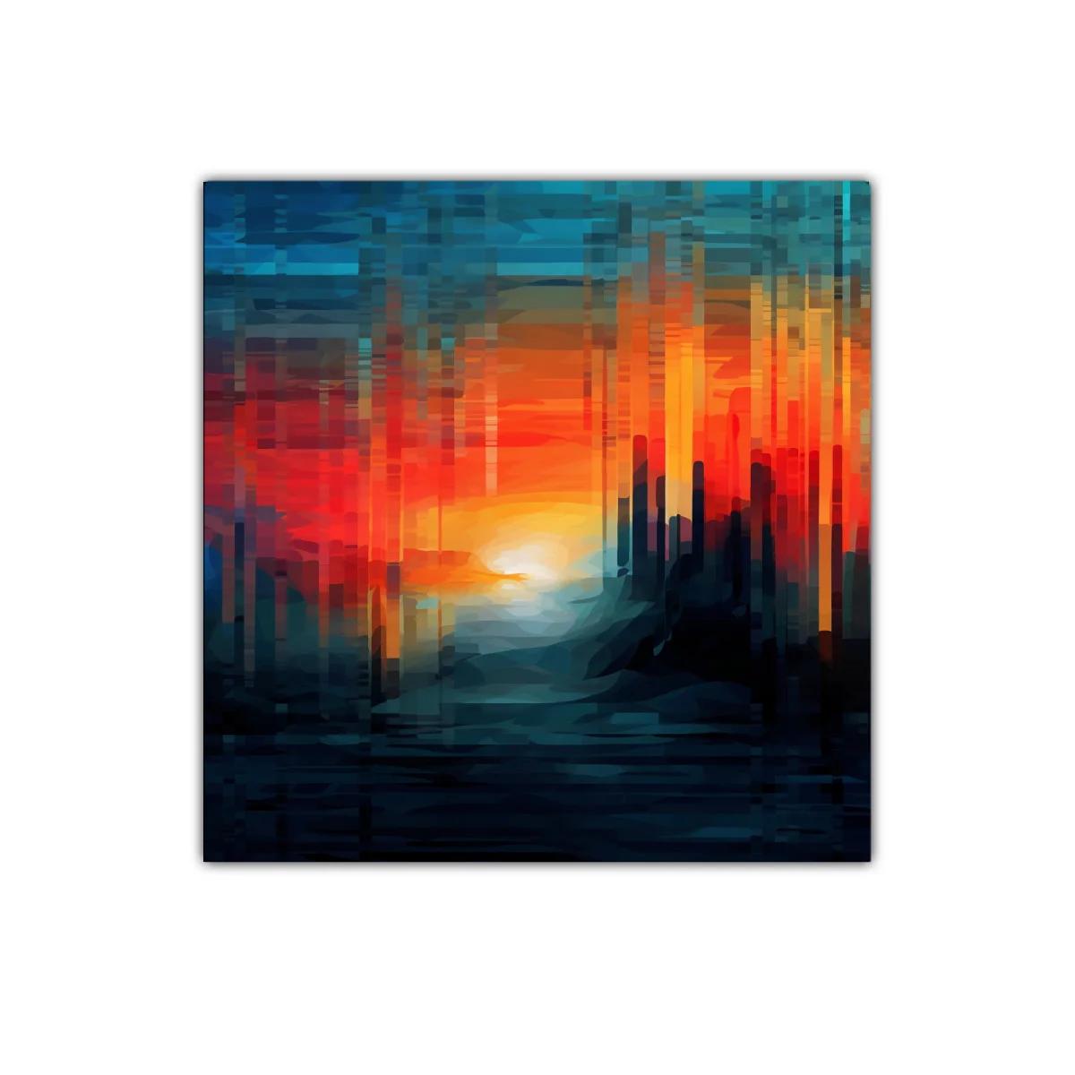 Atardecer abstracto con tonos cálidos y fríos vibrantes