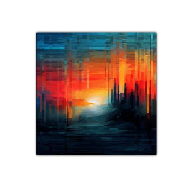 Atardecer abstracto con tonos cálidos y fríos vibrantes