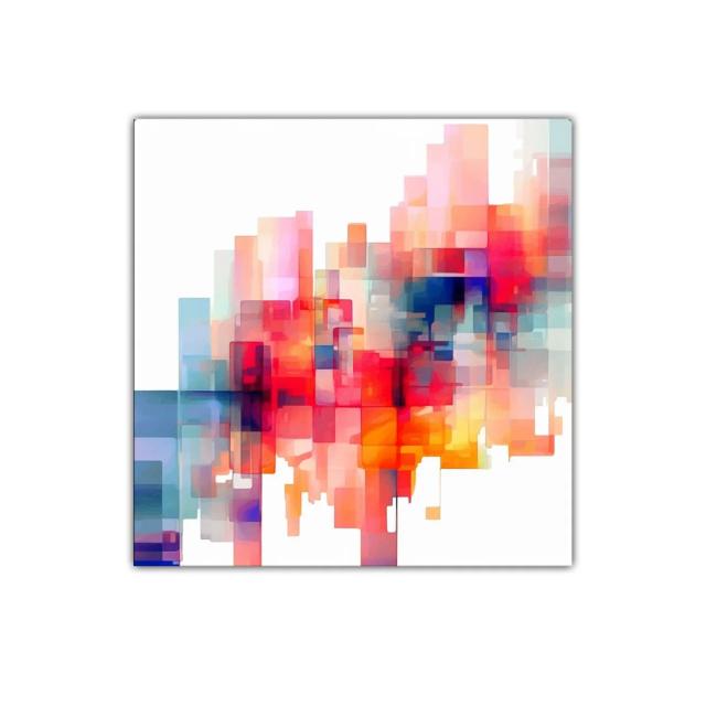 Cuadro abstracto con formas geométricas y colores vibrantes