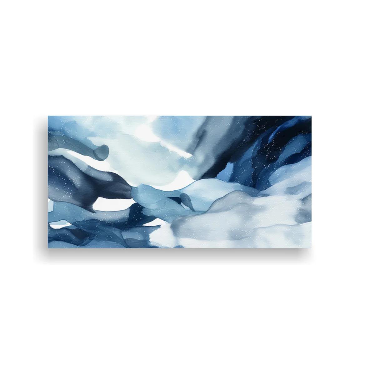 Cuadro abstracción de tinta azul con bordes difuminados