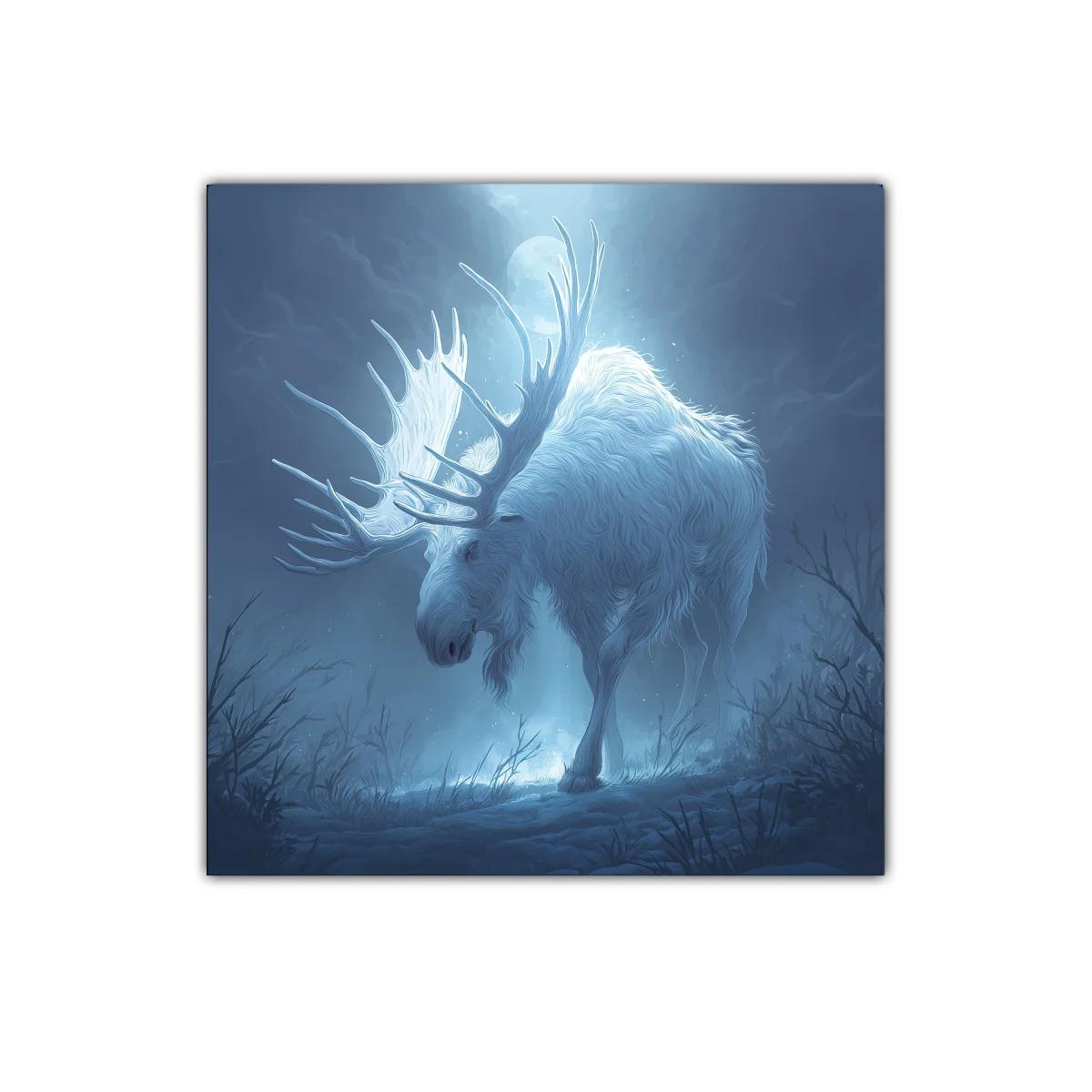 Majestuoso alce blanco bajo la luz de la luna llena — imagen principal