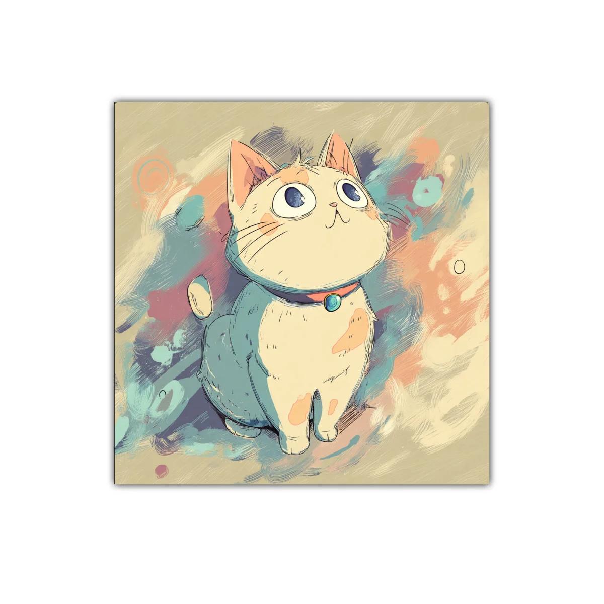Cuadro gatito adorable con colores pastel suaves — imagen principal