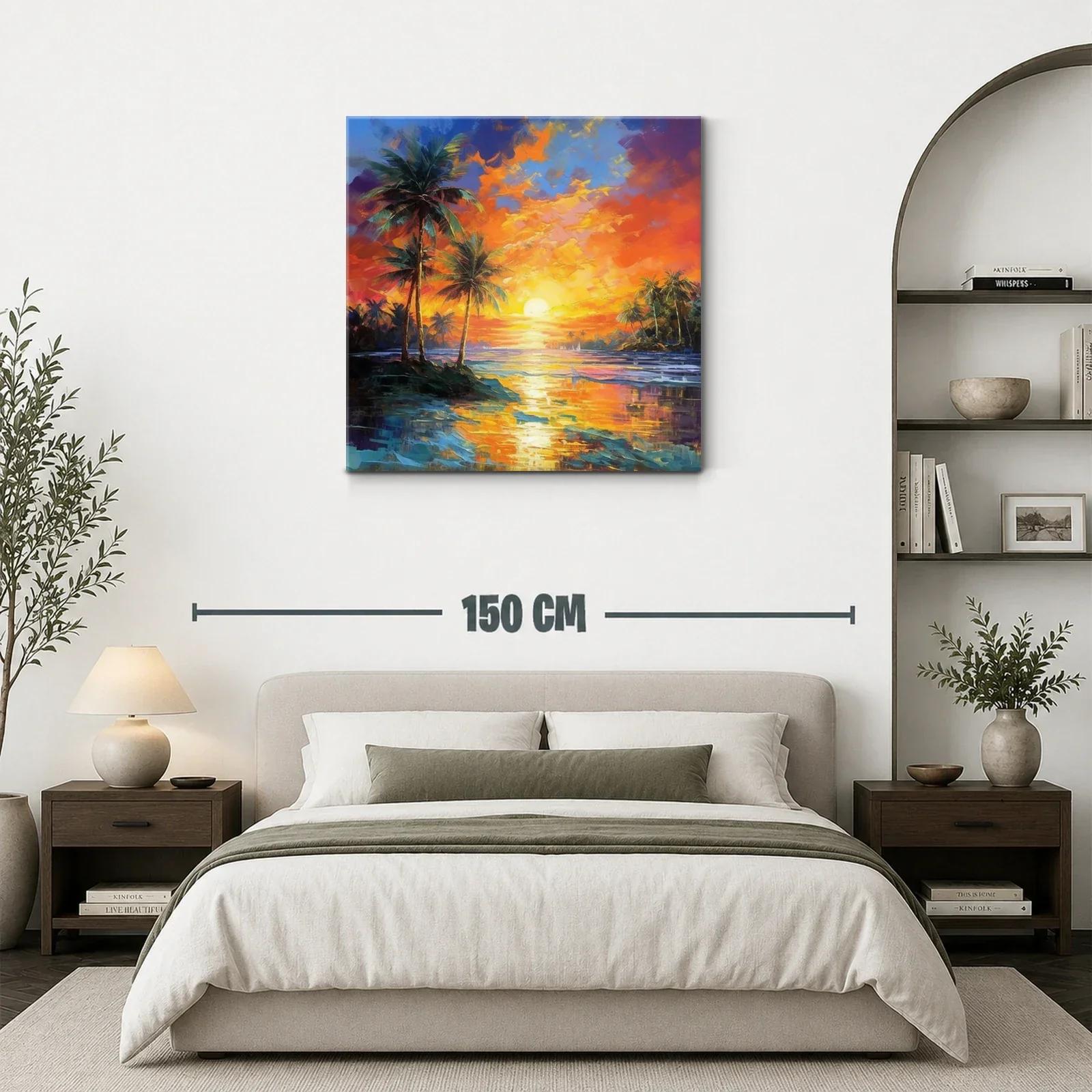 Atardecer tropical con palmeras y reflejos vibrantes — miniatura 3