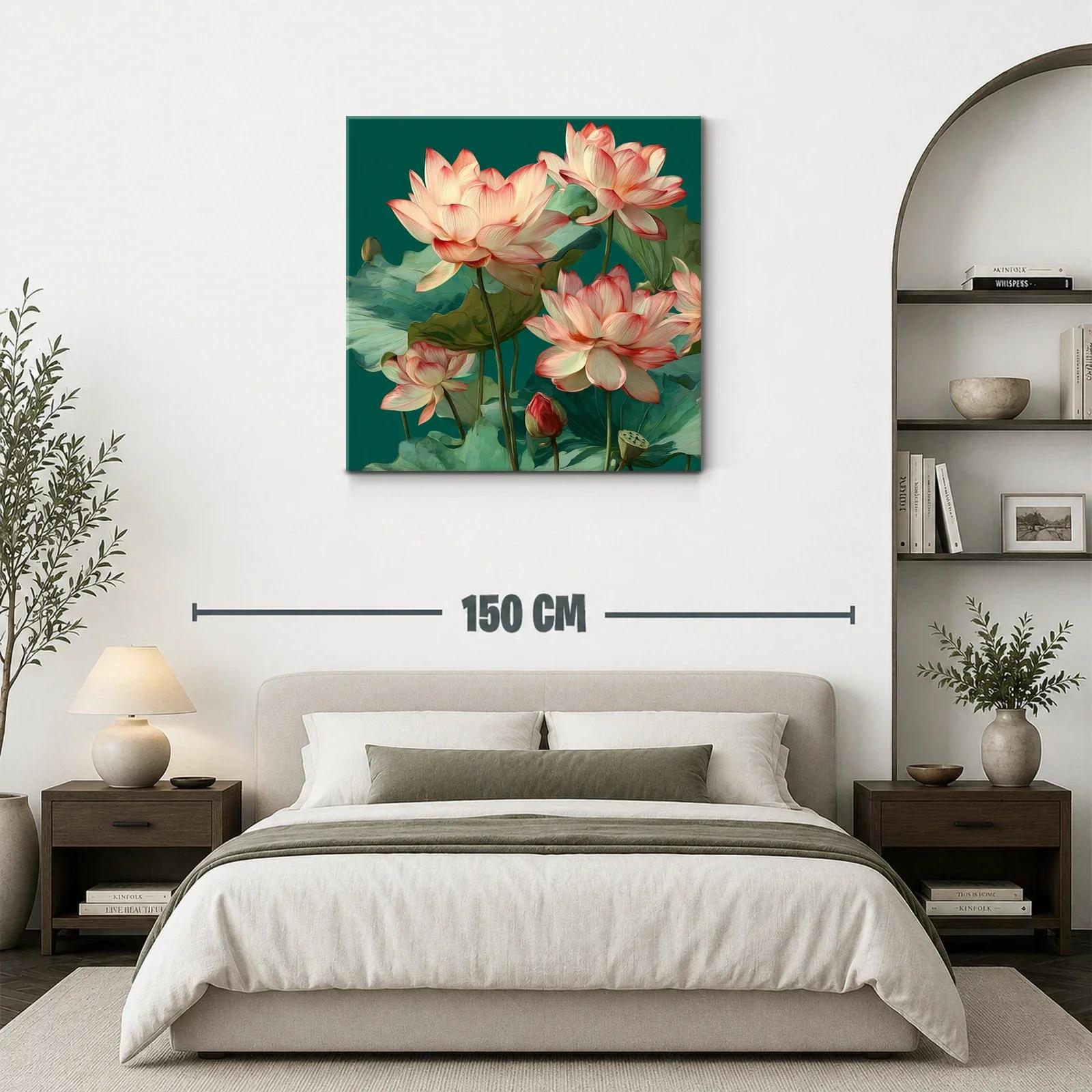 Flores de loto en tonos suaves sobre fondo verde — miniatura 3
