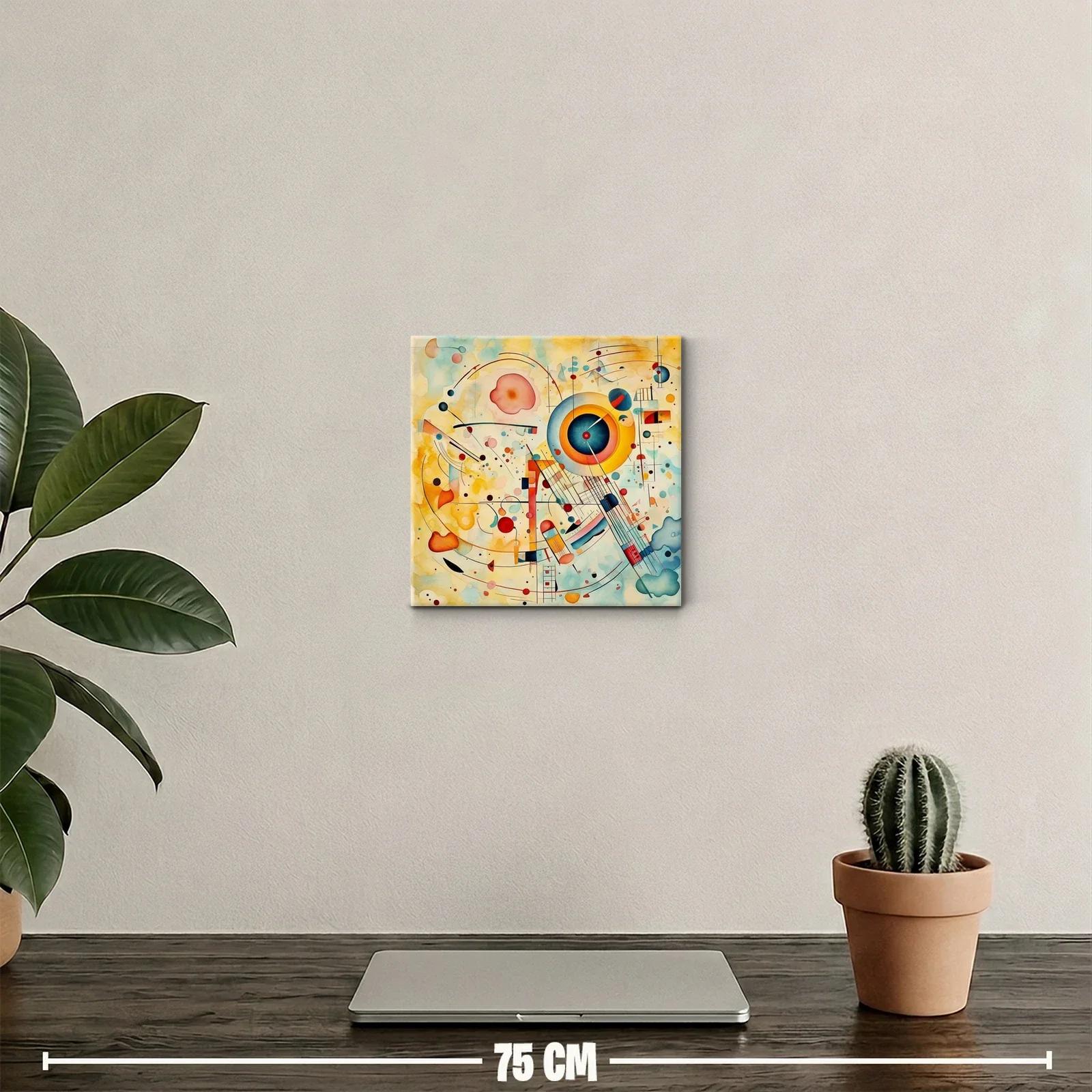 Cuadro abstracto con formas circulares y líneas dinámicas — miniatura 2