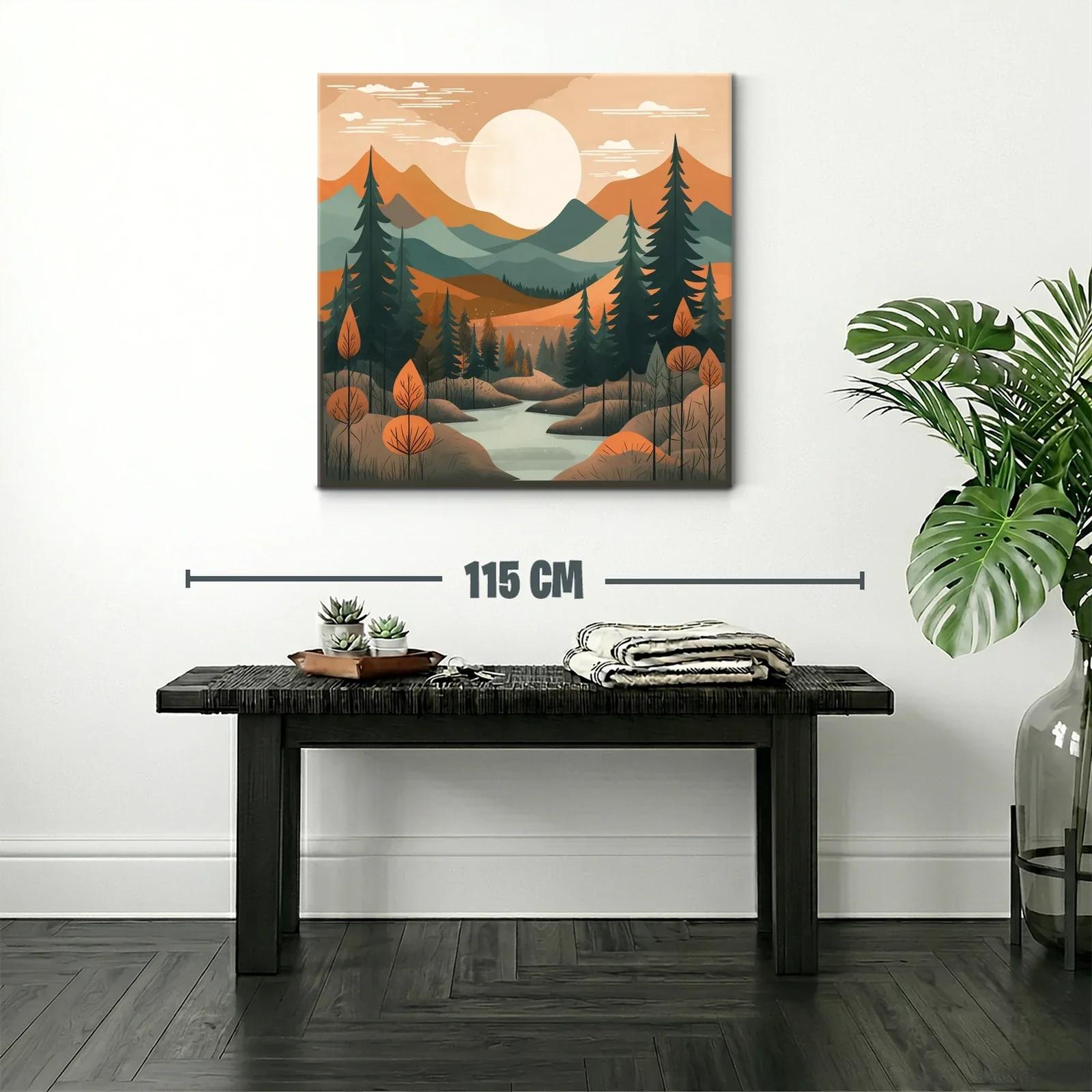 Paisaje sereno con montañas y río al atardecer — miniatura 2