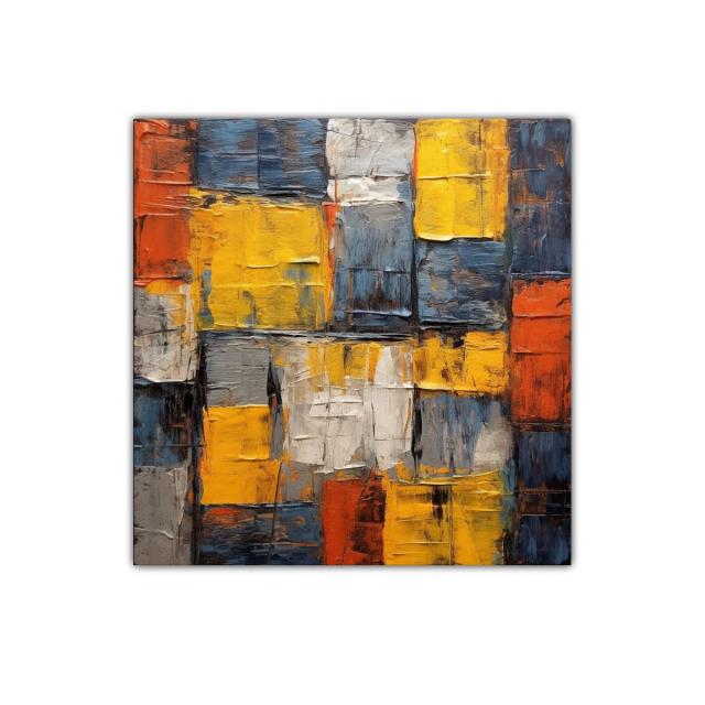 Cuadro abstracto con bloques vibrantes de color