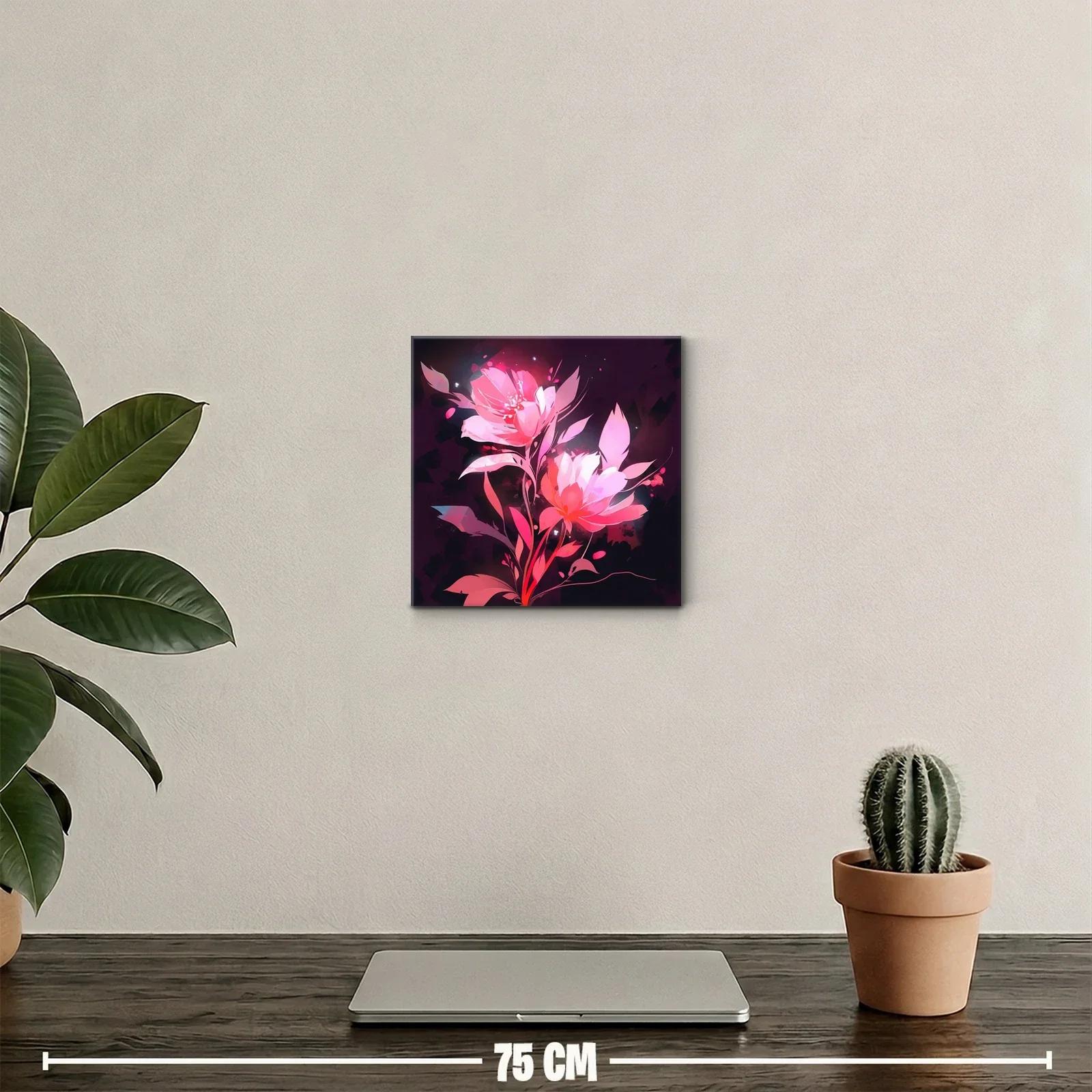 Cuadro decorativo con elegante diseño floral en tonos rosas — miniatura 2
