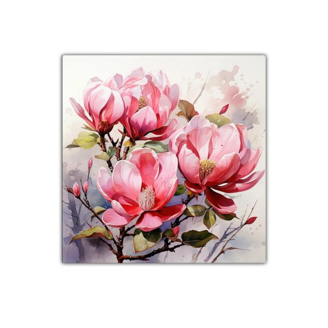 Cuadro decorativo con flores magnolias en tonos rosados