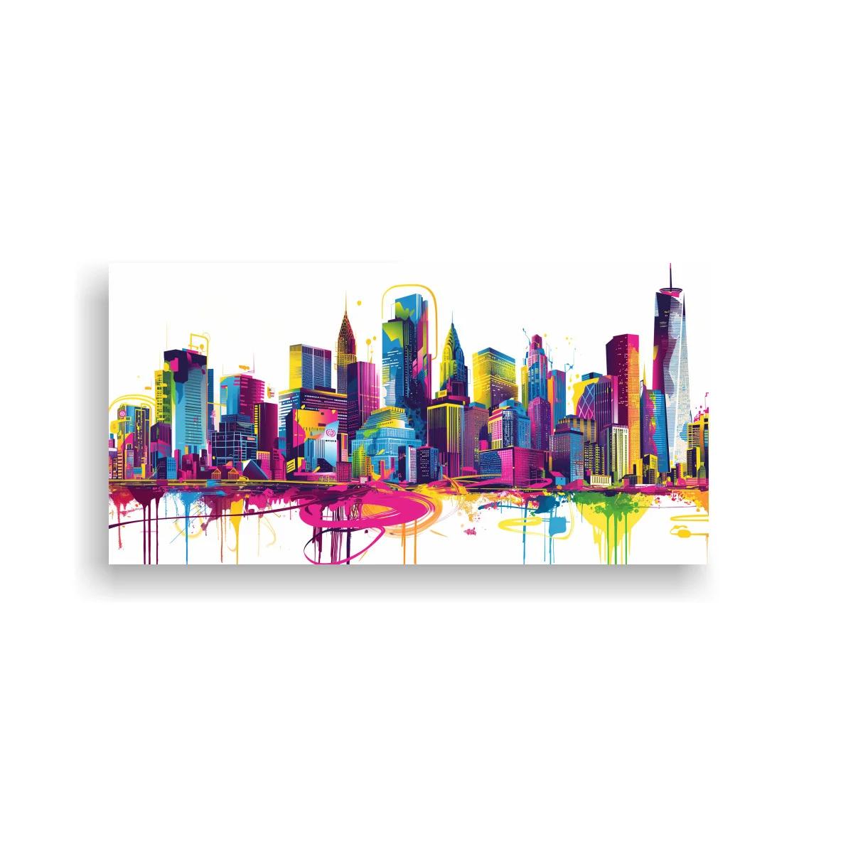 Cuadro skyline urbano de rascacielos con vial curvo — imagen principal