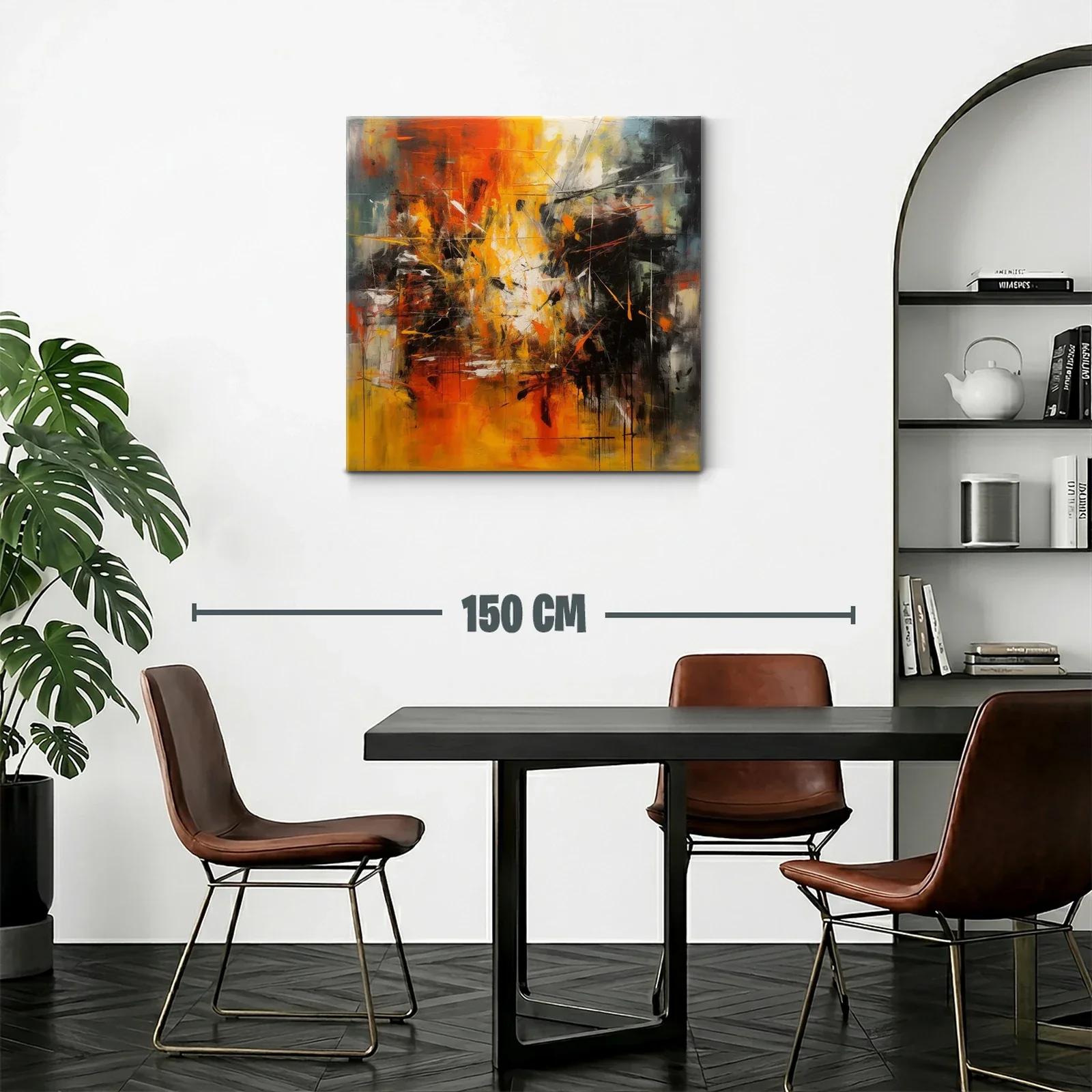 Cuadro abstracto con vibrante explosión de tonos cálidos — miniatura 2