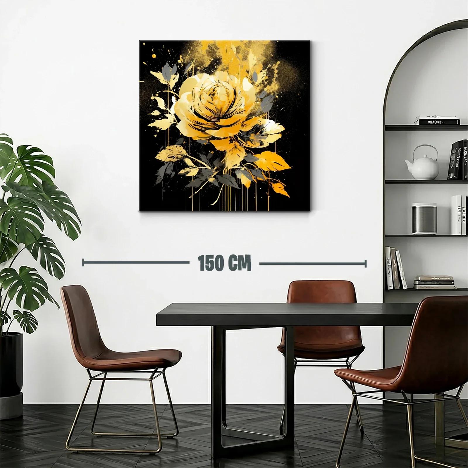 Rosa dorada sobre fondo negro con toque artístico moderno — miniatura 2