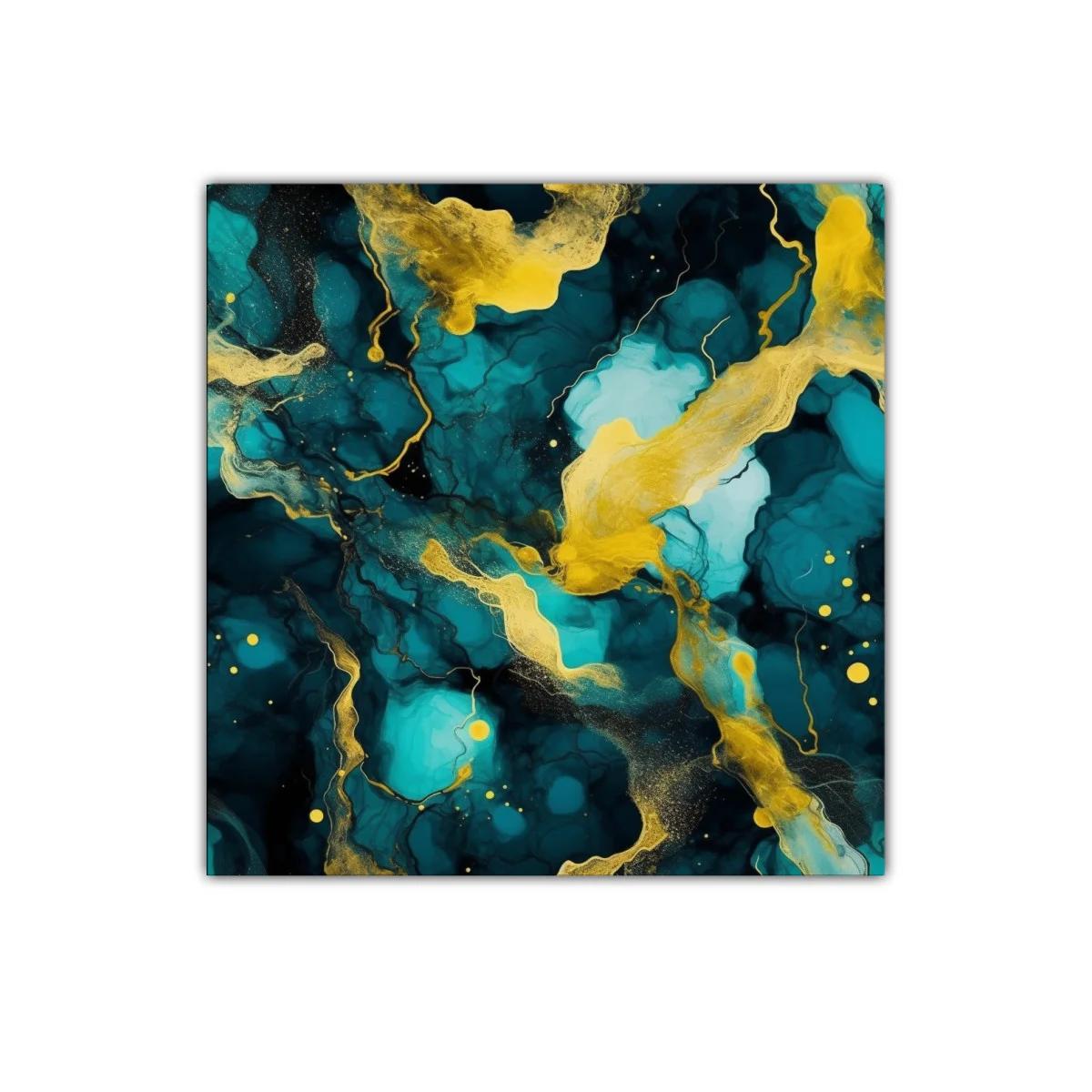 Arte abstracto en tonos dorados y azul profundo para decoración — imagen principal