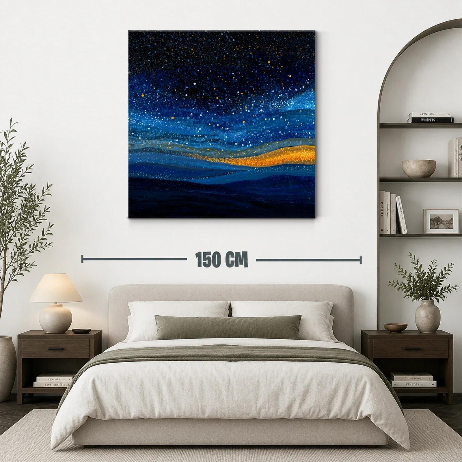 Cielo estrellado abstracto con tonos azules y dorados — miniatura 3