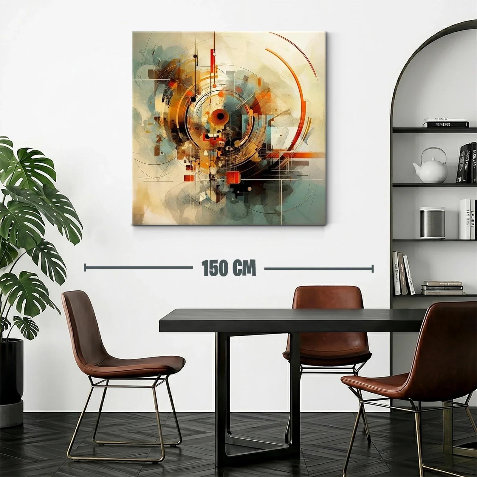 Composición abstracta con círculos y líneas en tonos cálidos — miniatura 2