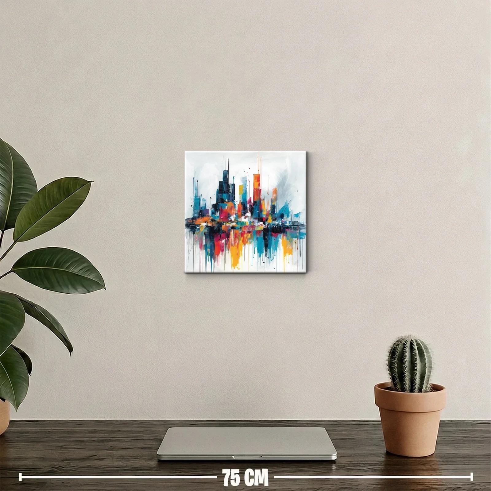 Ciudad vibrante en colores intensos y reflejos dinámicos — miniatura 2